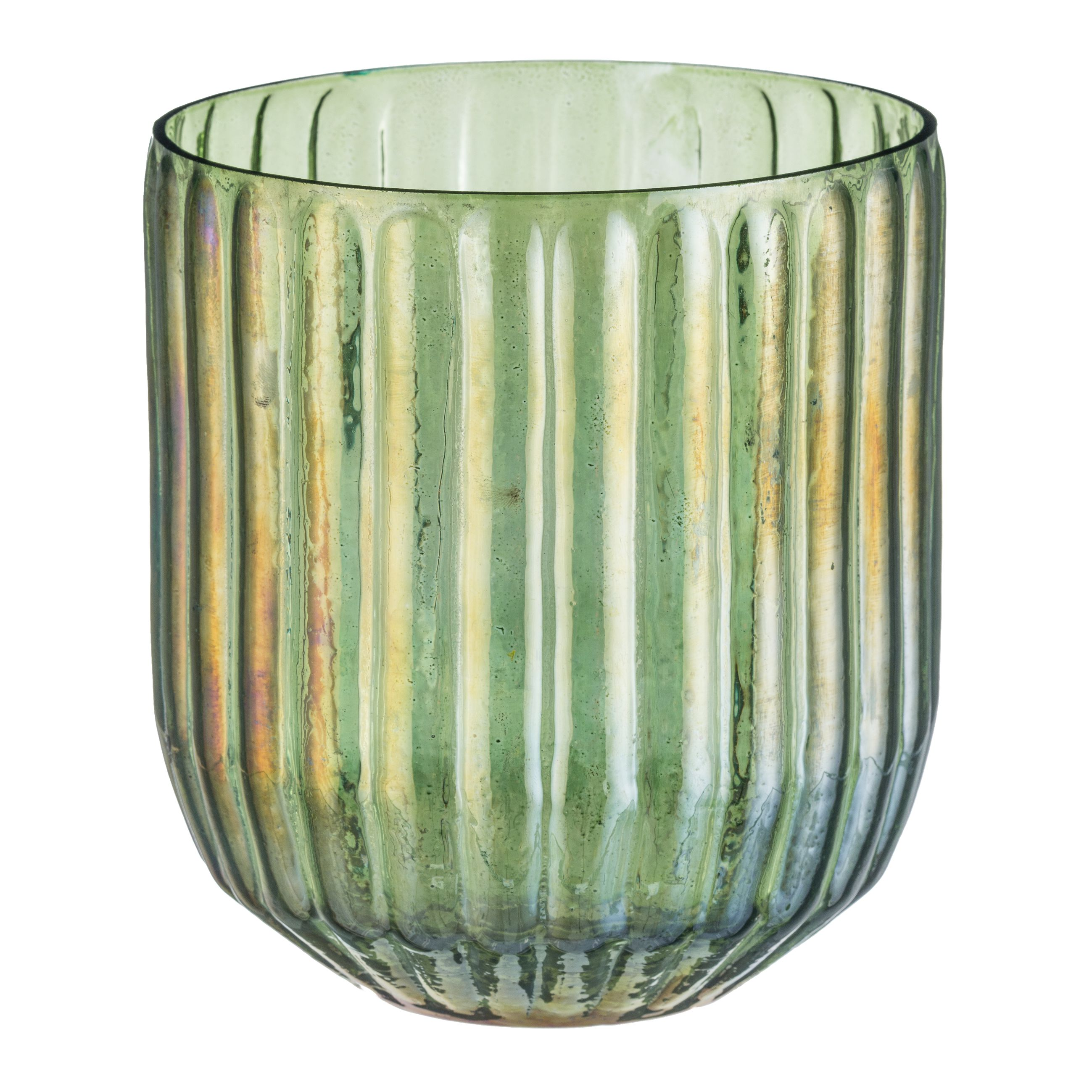 Gasper Vase Glas Geriffelt, Moos H: 17 cm  | Schubiger Möbel