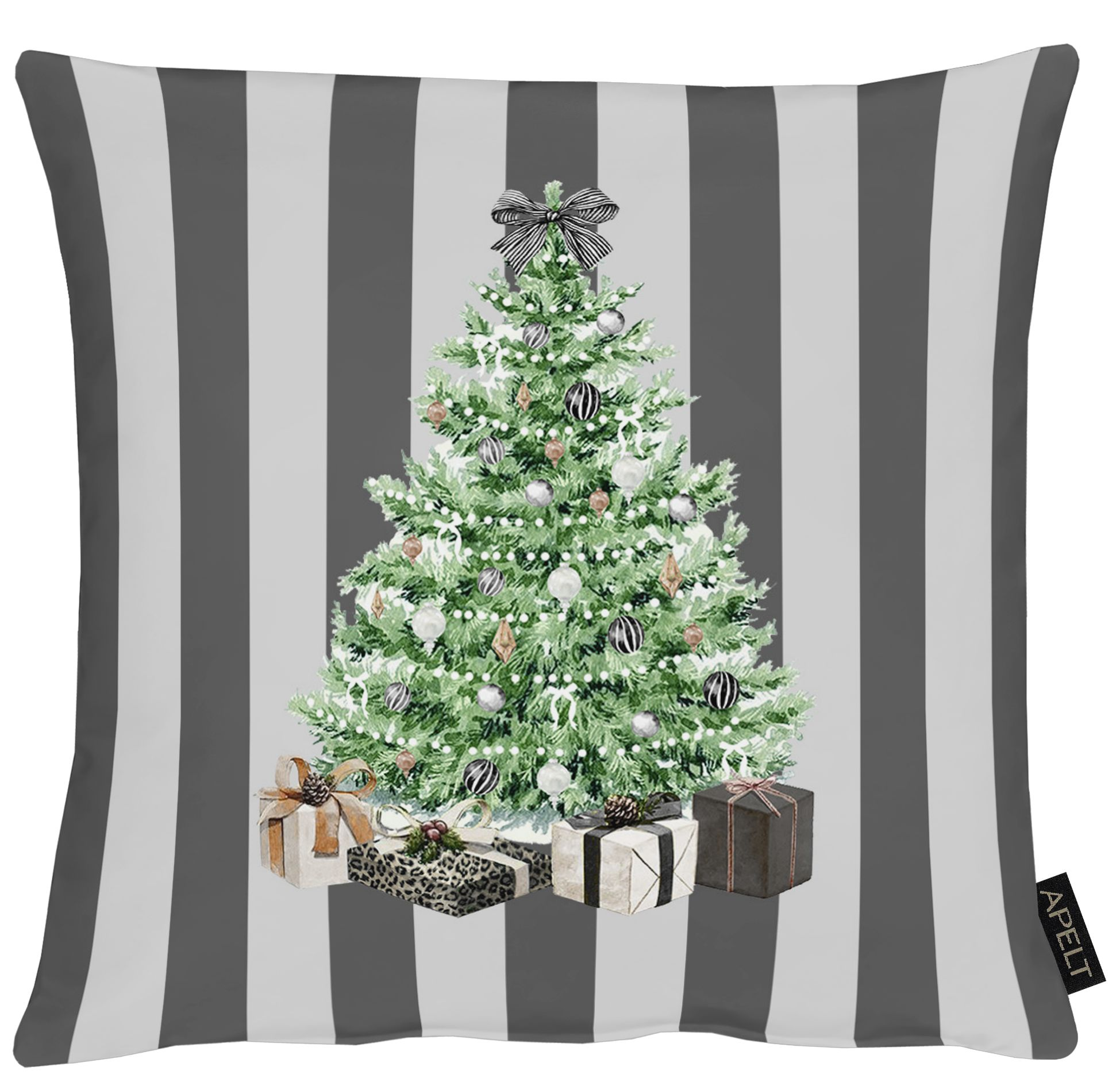 Apelt Kissenhülle Tannenbaum, Streifen Schwarz, Weiss 40x40 cm Weiss | Schubiger Möbel