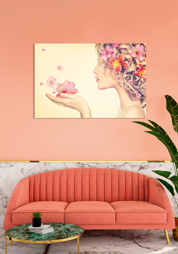 Alubild-Schönheit mit Blumen-image LAND