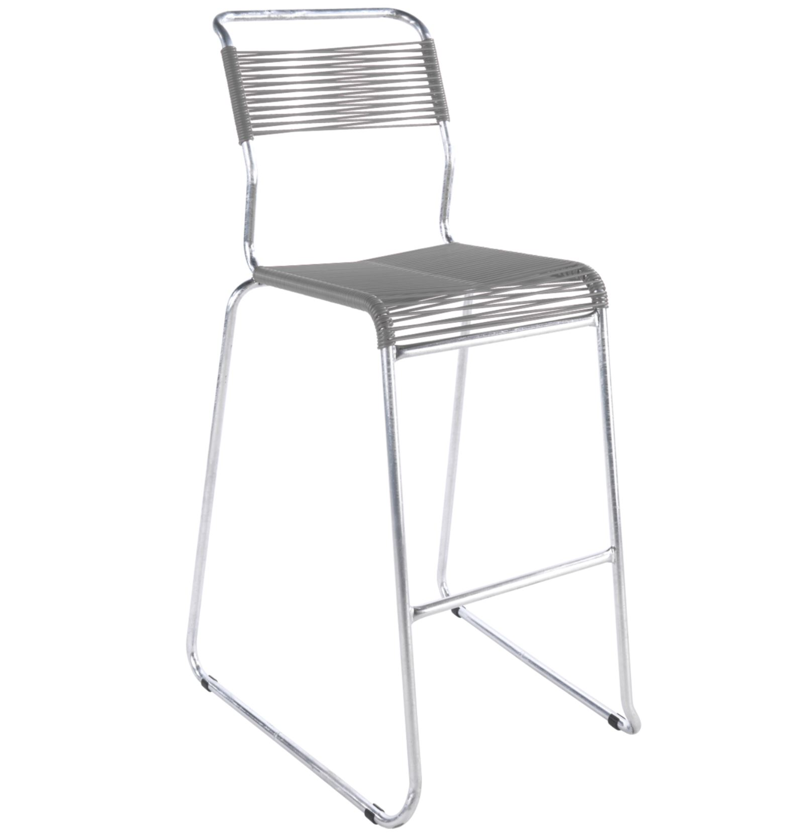 Bar-Kufen-Spaghettistuhl Säntis Schaffner / Farbe: Alusilber