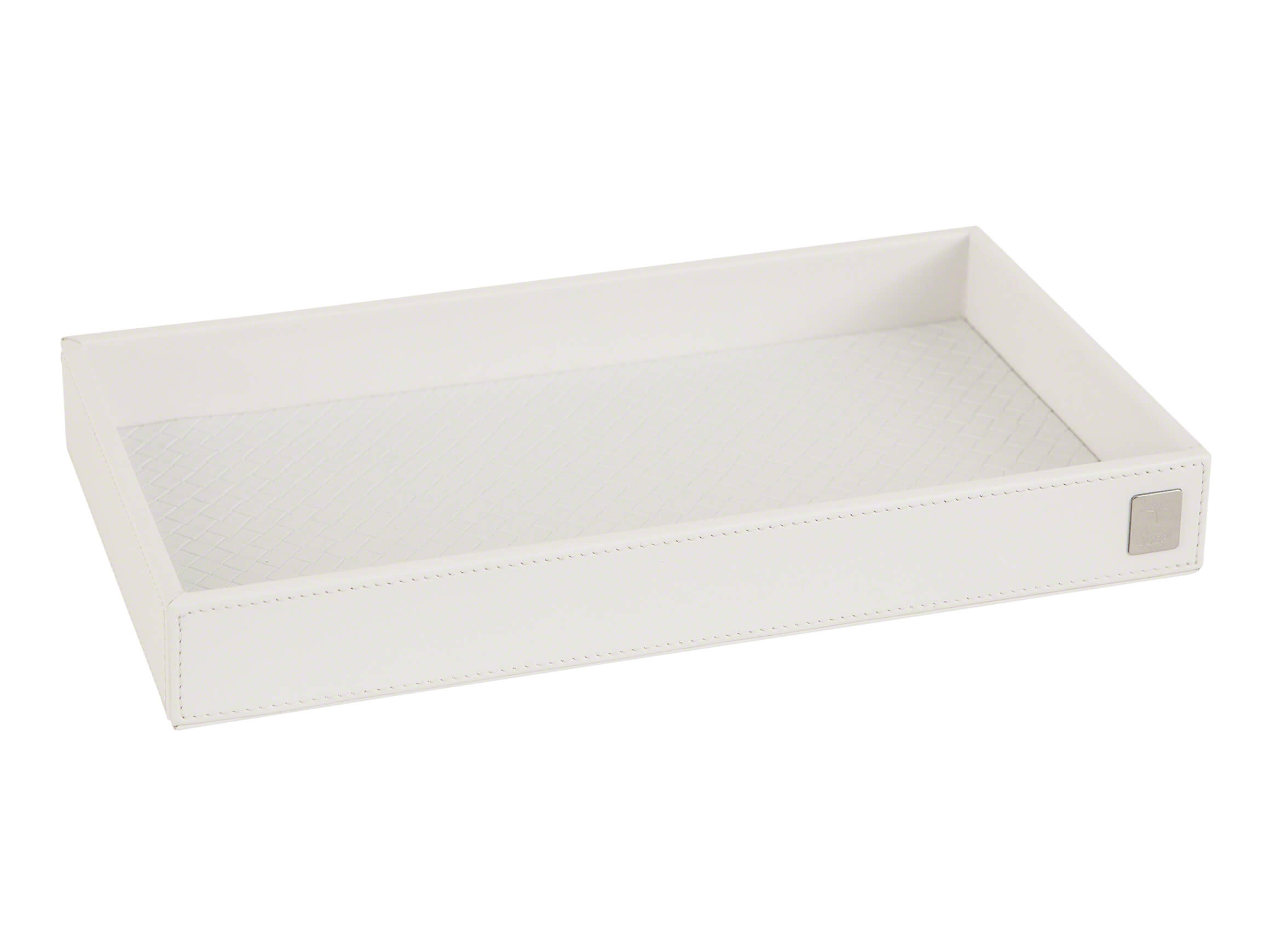 Tablett, Weiss, Geprägtem , b 28 cm t 15 cm h 3,5 cm