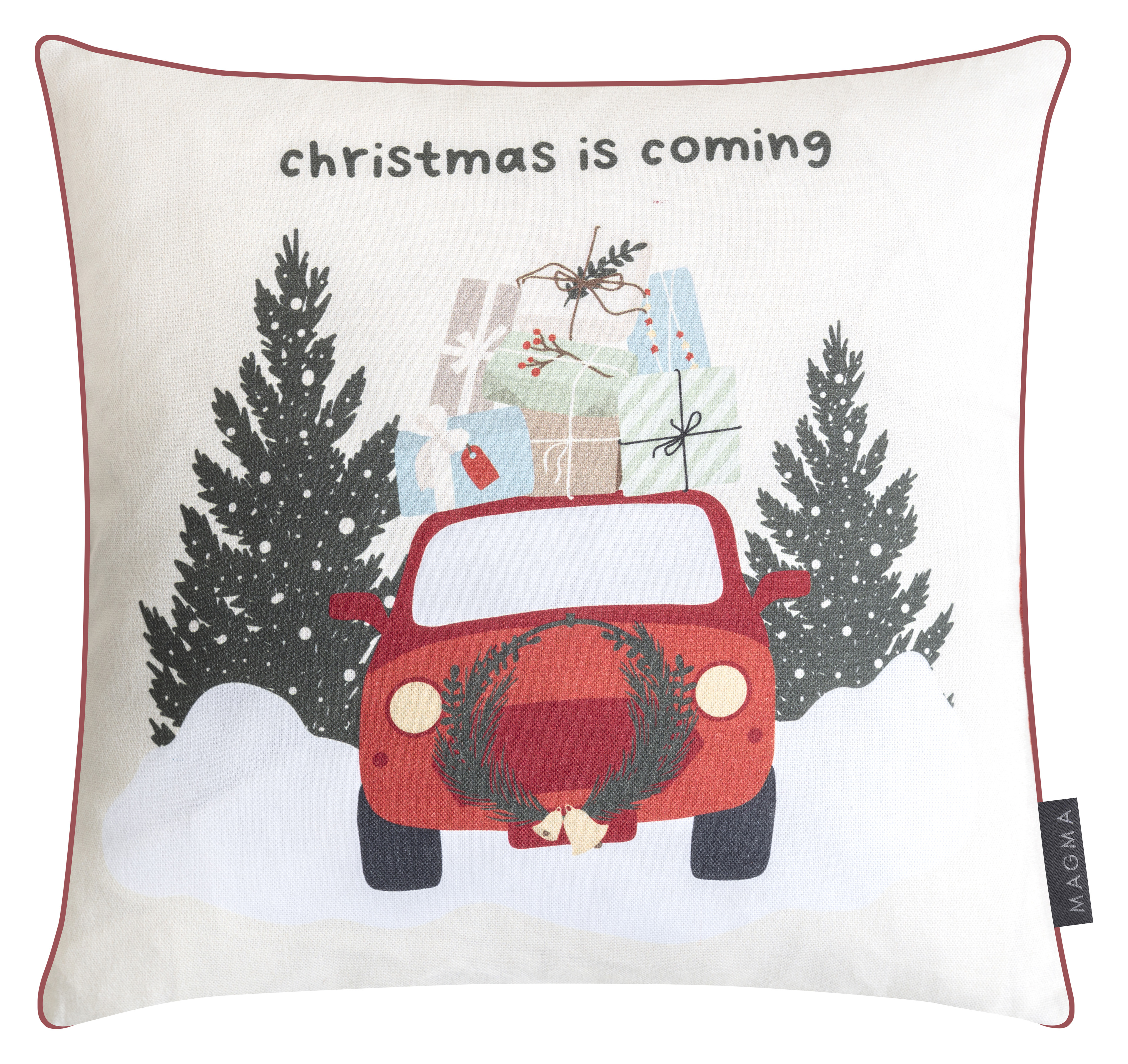 Kissenhülle Natale, Car 45x45 cm Magma / Farbe: