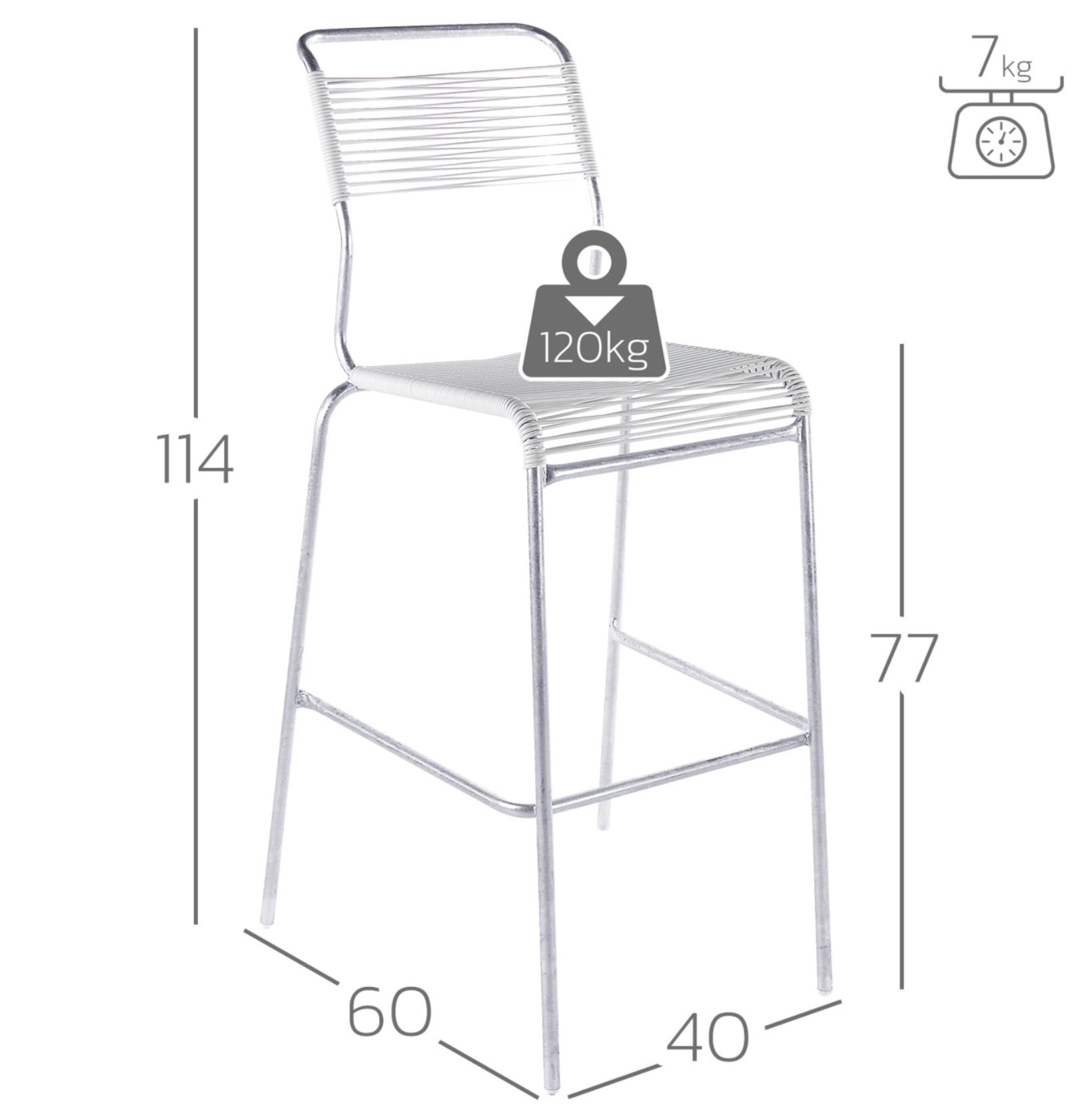 Bar-Spaghettistuhl Säntis Schaffner / Farbe: Anthrazit