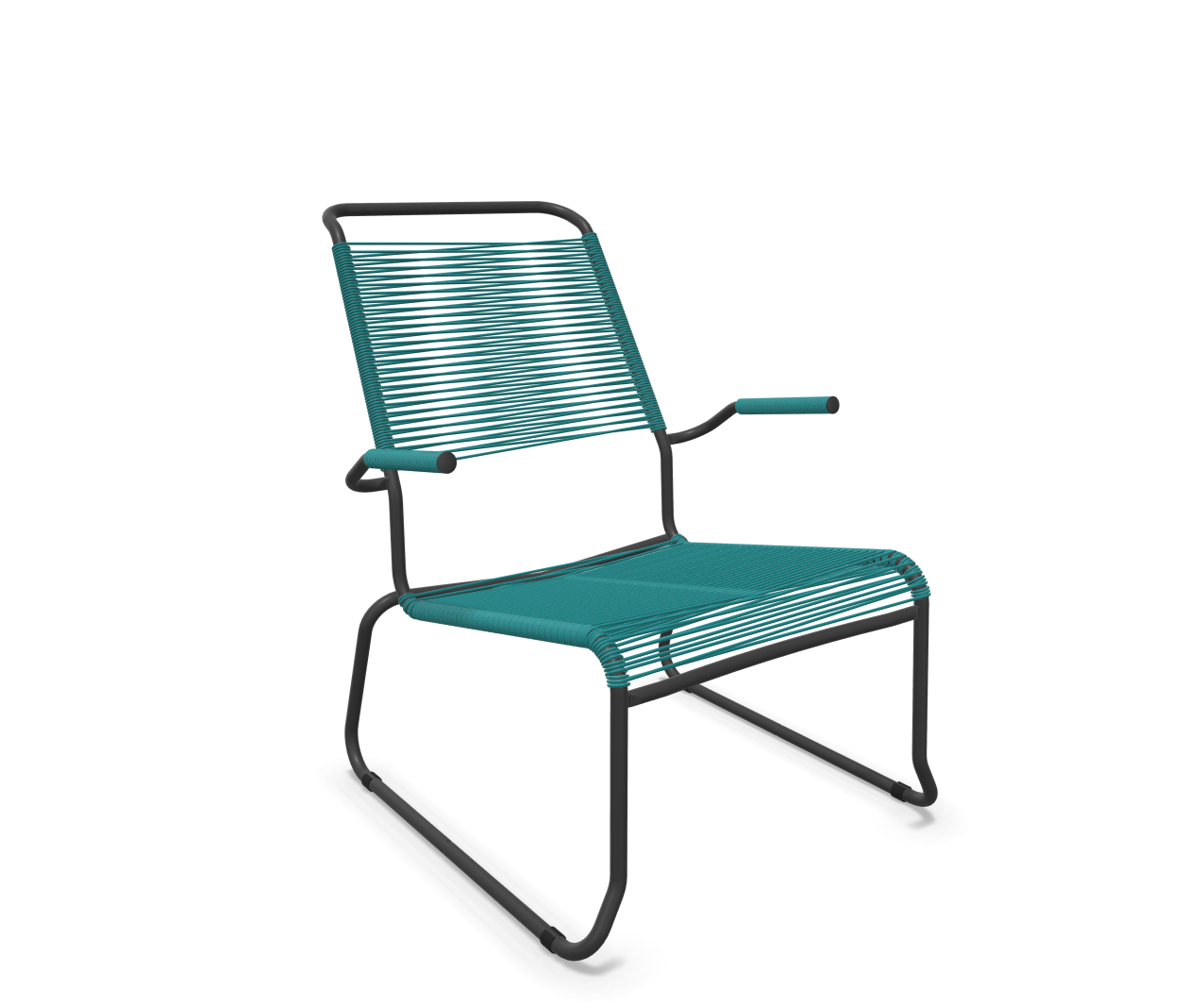 Schaffner Kufen-Spaghetti-Lounger Säntis mit Lehne / Hochlehner Blau | Schubiger Möbel