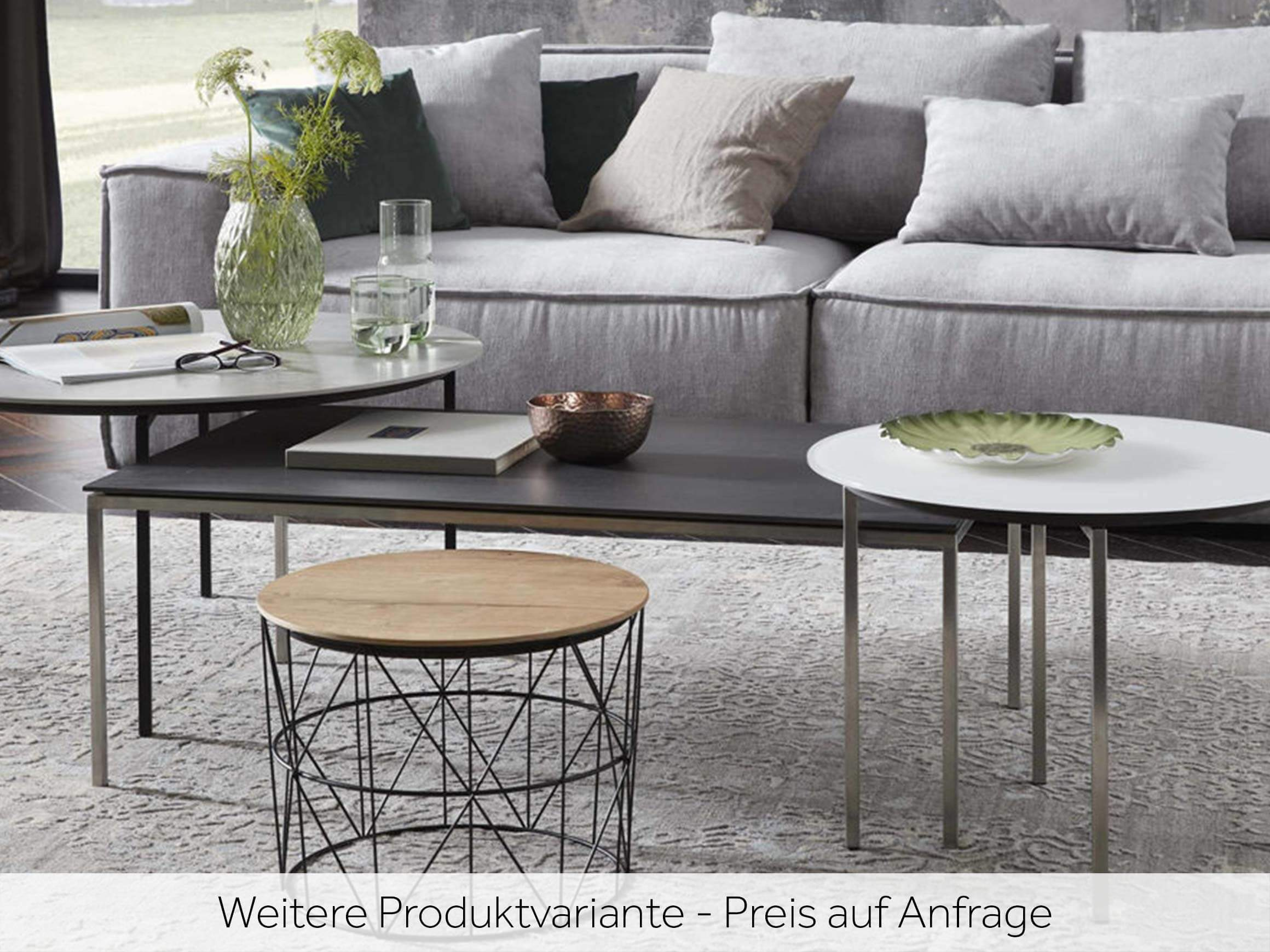 Couchtisch Edgar, Platte Keramik Basalto, d 55 Cm, h 35