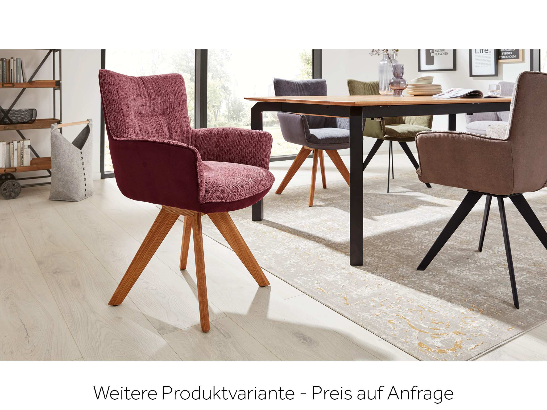 Drehstuhl Pancho Eiche Massiv Niehoff / Farbe: Cognac / Bezugsmaterial: Microfaser Stoff