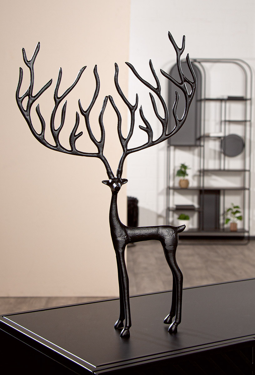 Figur Rentier, Aluminium, Schwarz H: 45 cm Gilde