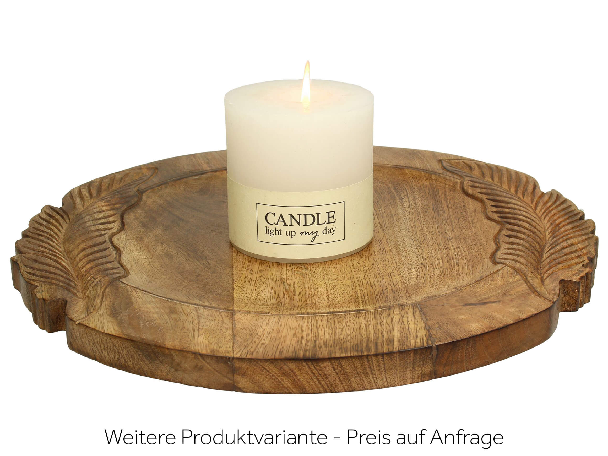 Tray Feather Mango wood H: 3 cm Kersten / Colour: Wood-coloured Mango wood