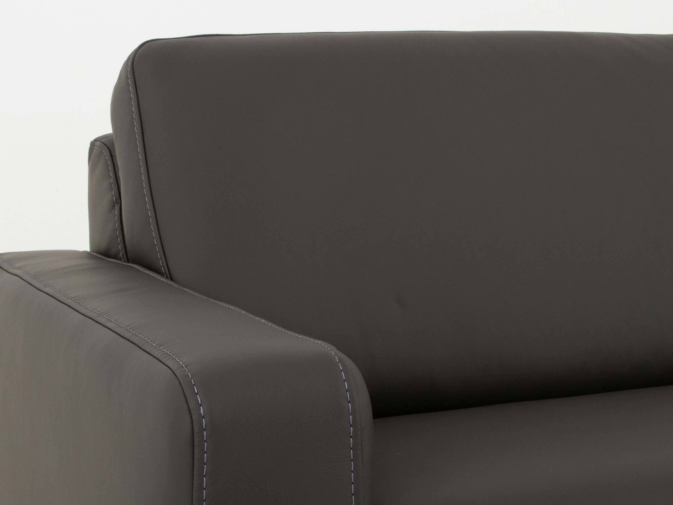 Sofa Shetland B: 214 cm Polipol / Farbe: Anthrazit / Bezugsmaterial: Leder