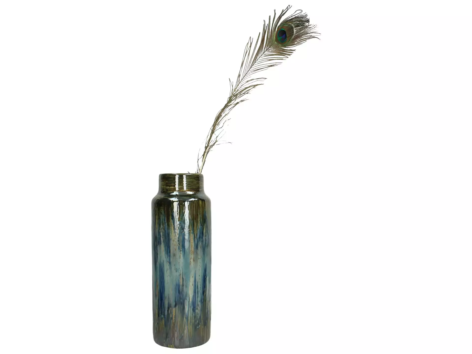 Vase Steingut Blau mit Verlauf H: 39 cm Kersten