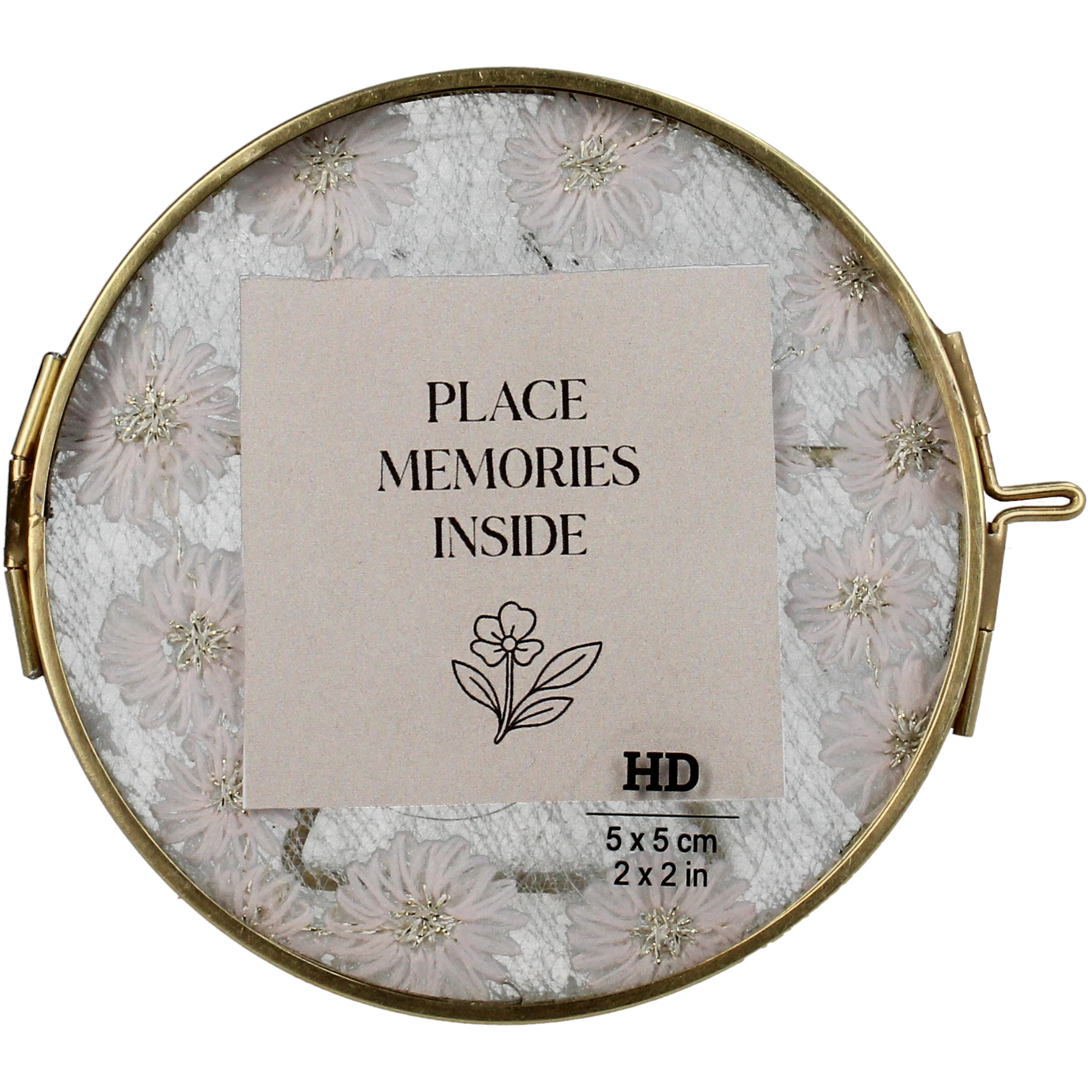 Cadre photo-Métal avec décor floral B : 5 cm-