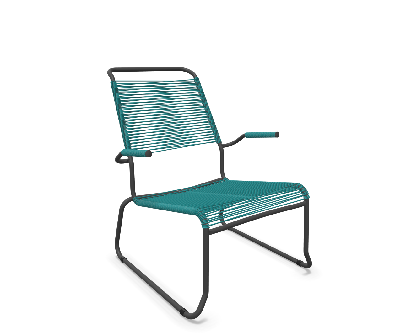 Schaffner Kufen-Spaghetti-Lounger Säntis mit Lehne / Hochlehner Blau | Schubiger Möbel