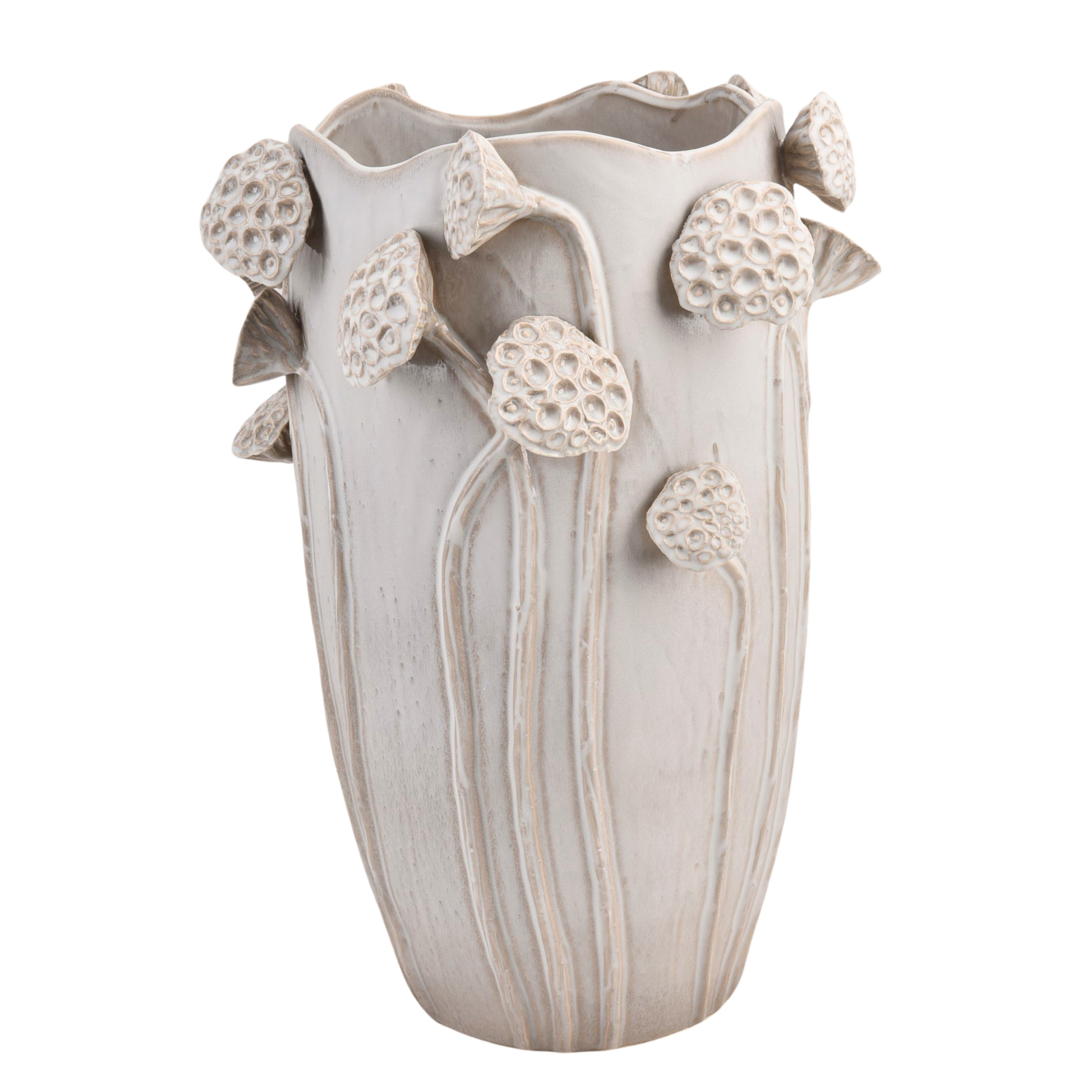 Kersten Vase Lotus Keramik, Weiss H: 35 cm  | Schubiger Möbel