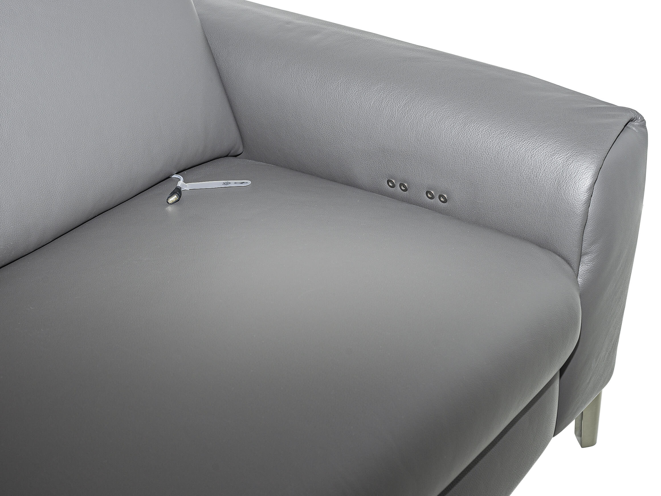 Ecksofa Valeria Rom / Farbe: Carbon / Bezugsmaterial: Leder