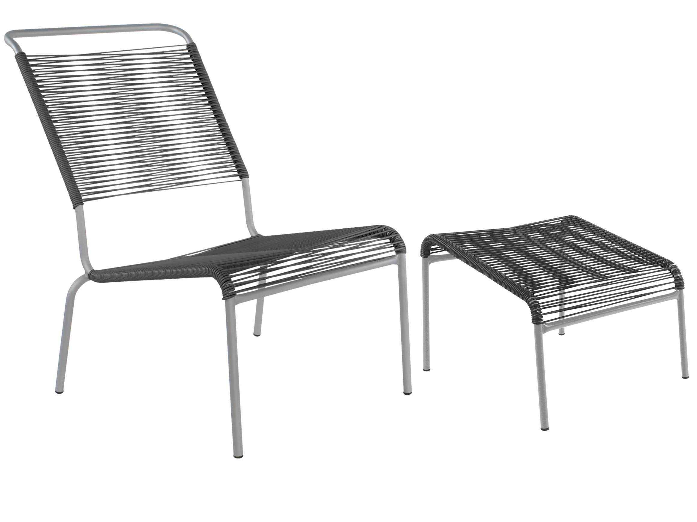 Schaffner Spaghetti-Lounger + Hocker Säntis Hochlehner Grau | Schubiger Möbel
