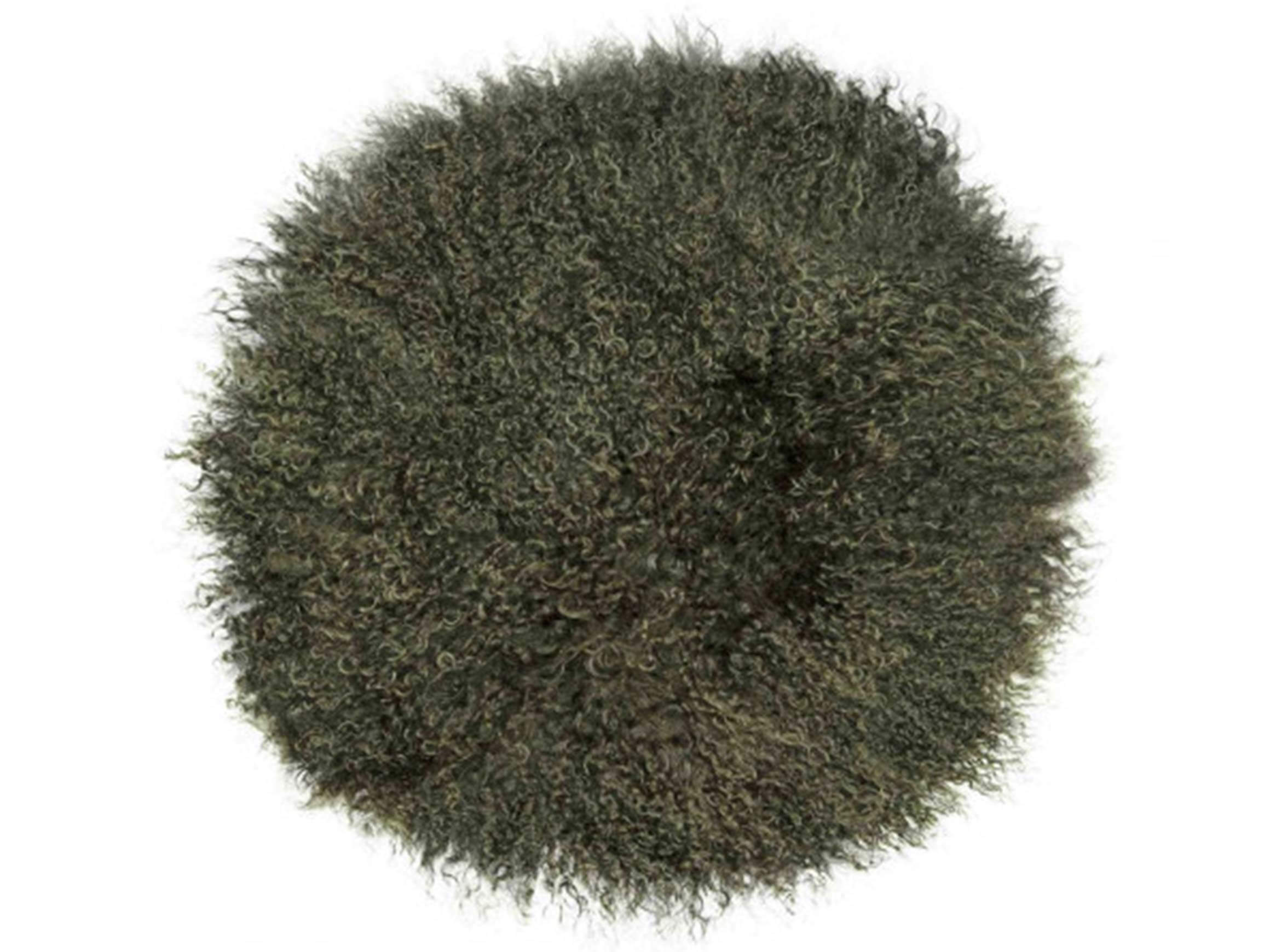 Pamina green seat cushion, lambskin, diameter: 35 cm