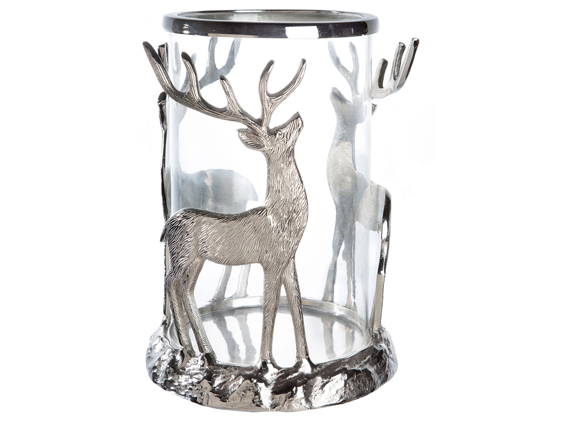 Windlicht Rentier Aluminium Glas H: 35 cm Gilde