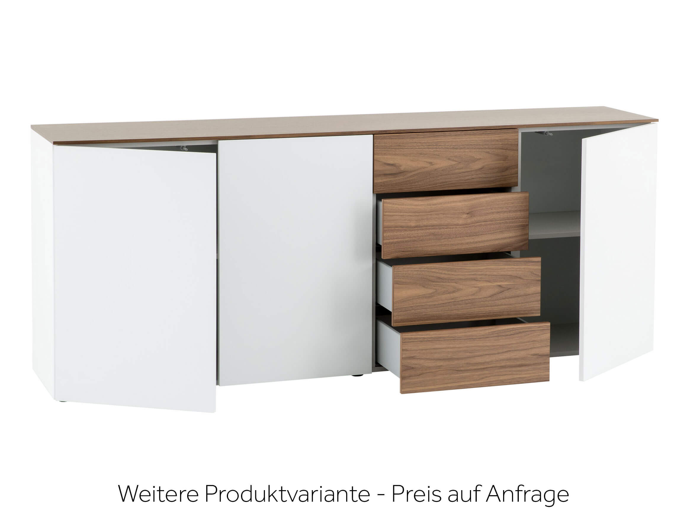 Sideboard Garda Living, Weiss, Nussbaum, b 200 cm t 41 cm h 79 cm