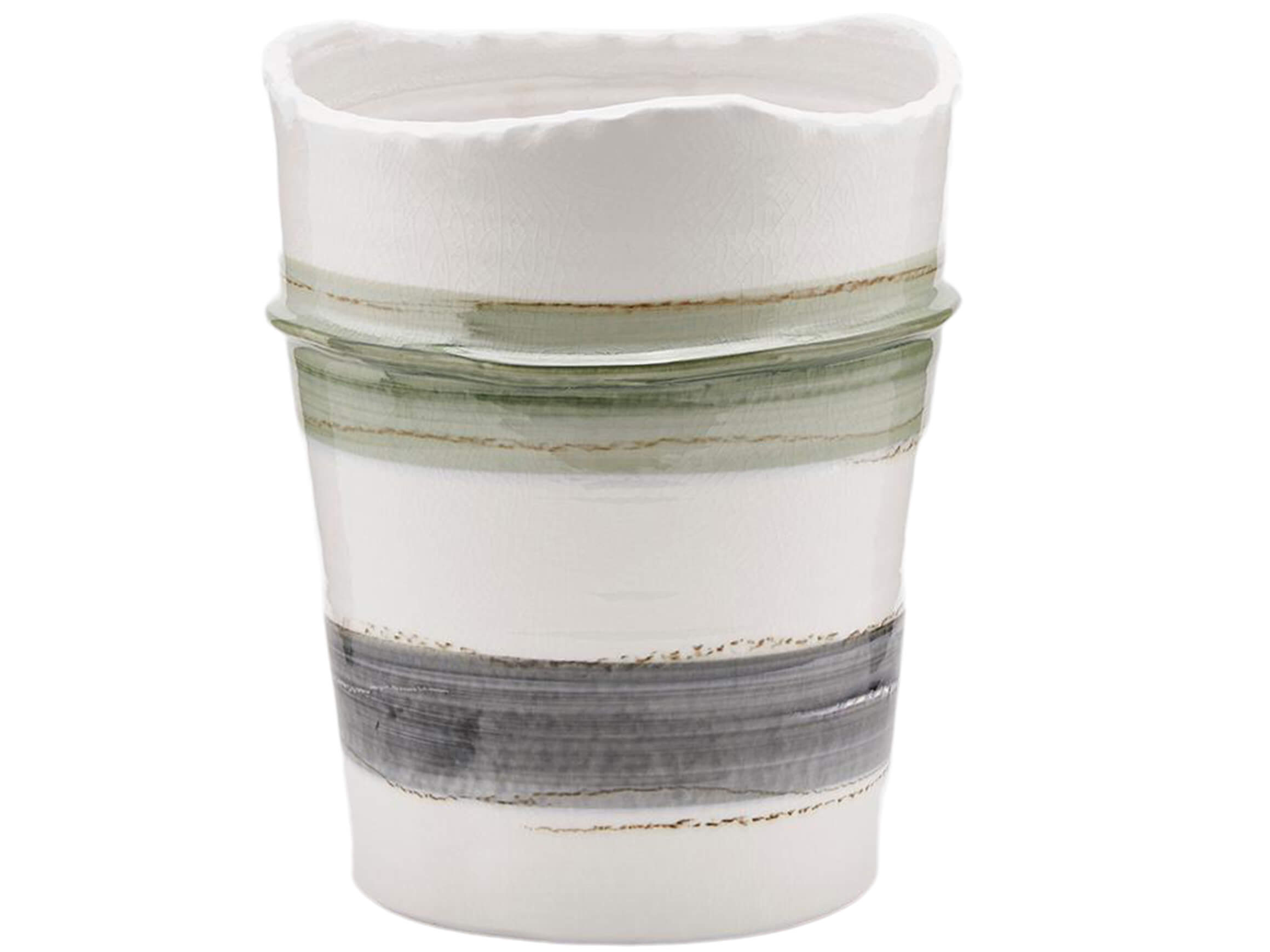Vase Keramik Glasiert Weiss-Grün H: 32 cm Edg