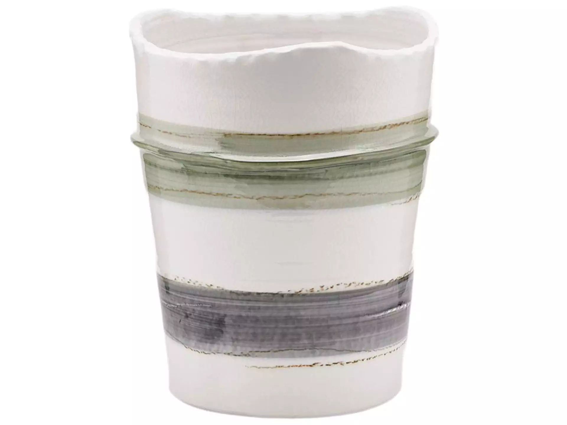 Vase Keramik Glasiert Weiss-Grün H: 32 cm Edg