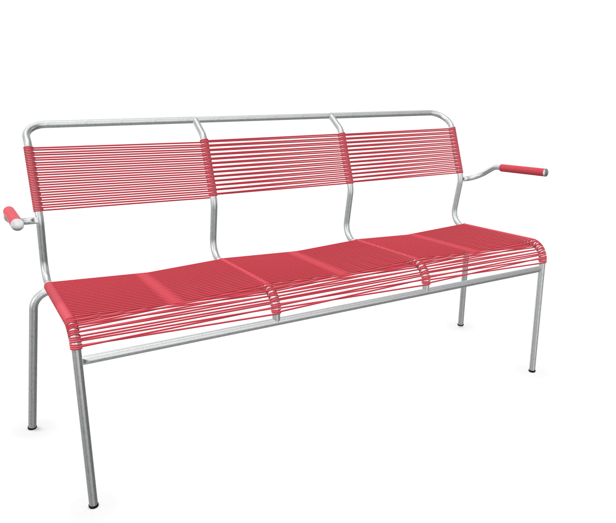 Schaffner Spaghetti-3er-Bank Säntis mit Lehne Feuerverzinkt Rot | Schubiger Möbel