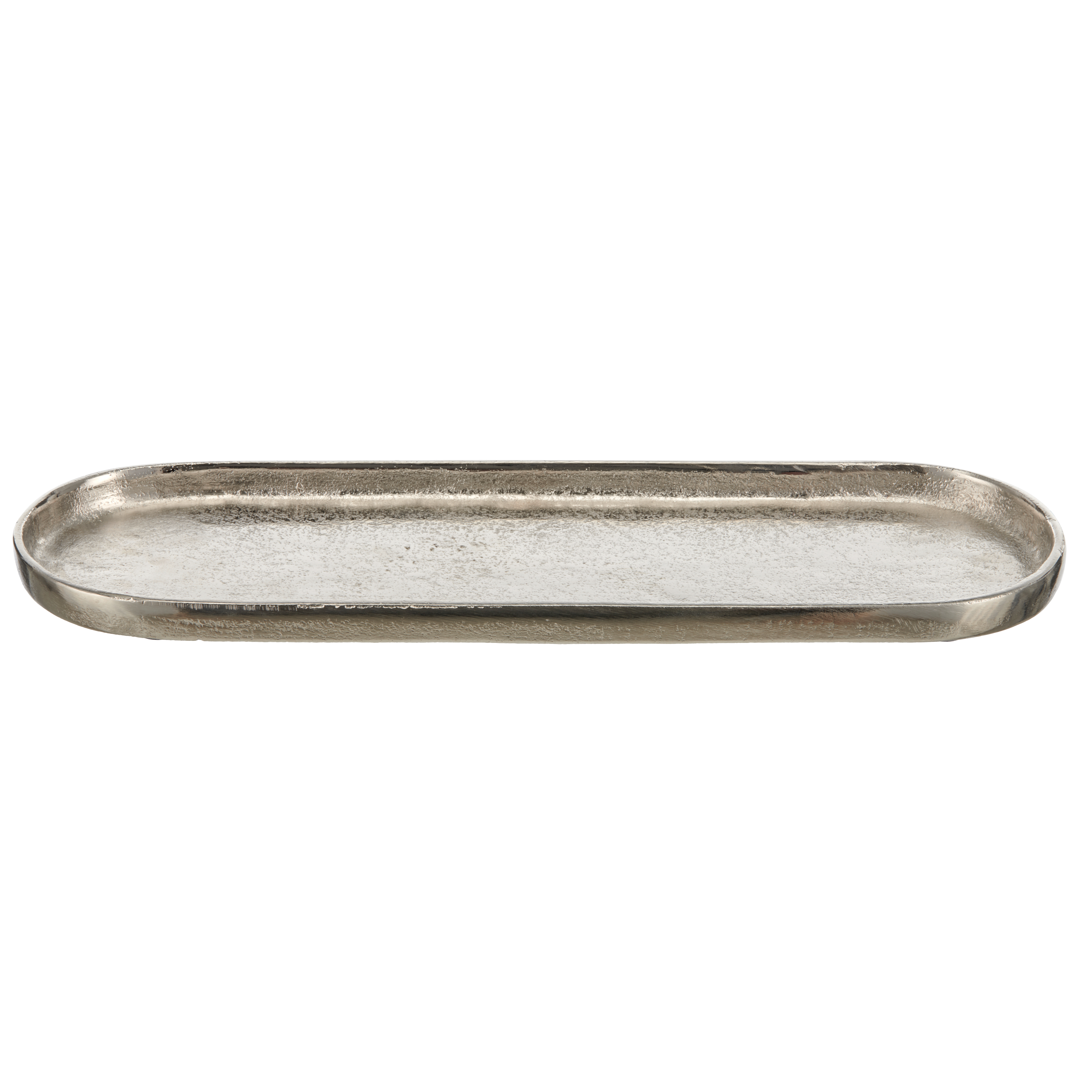 Teller Oval Aluminium Silber H: 31 cm Gasper