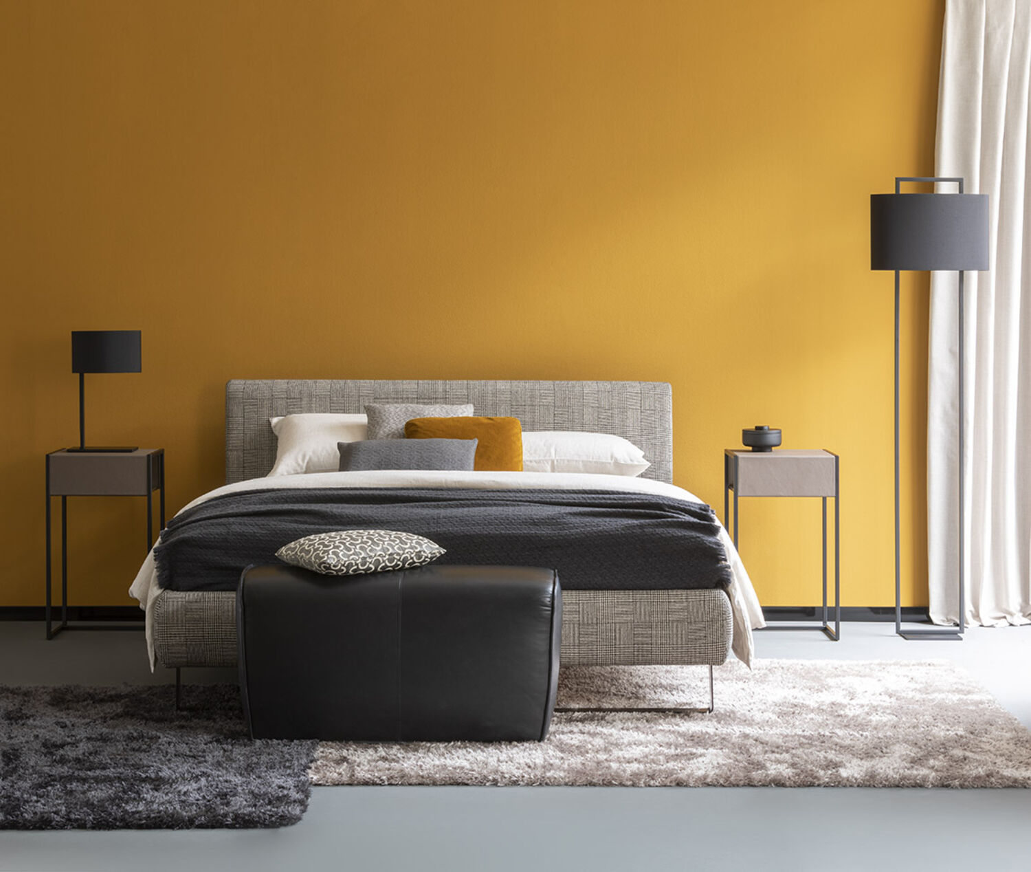 Bett ck Plaisir, Metallbügel, Leder Weiss, Liegefläche 160x200 cm