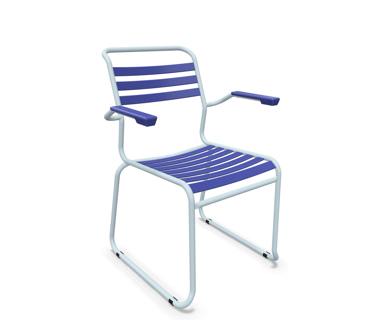 Schaffner Kufen-Lättli-Stuhl Säntis mit Lehne Blau | Schubiger Möbel