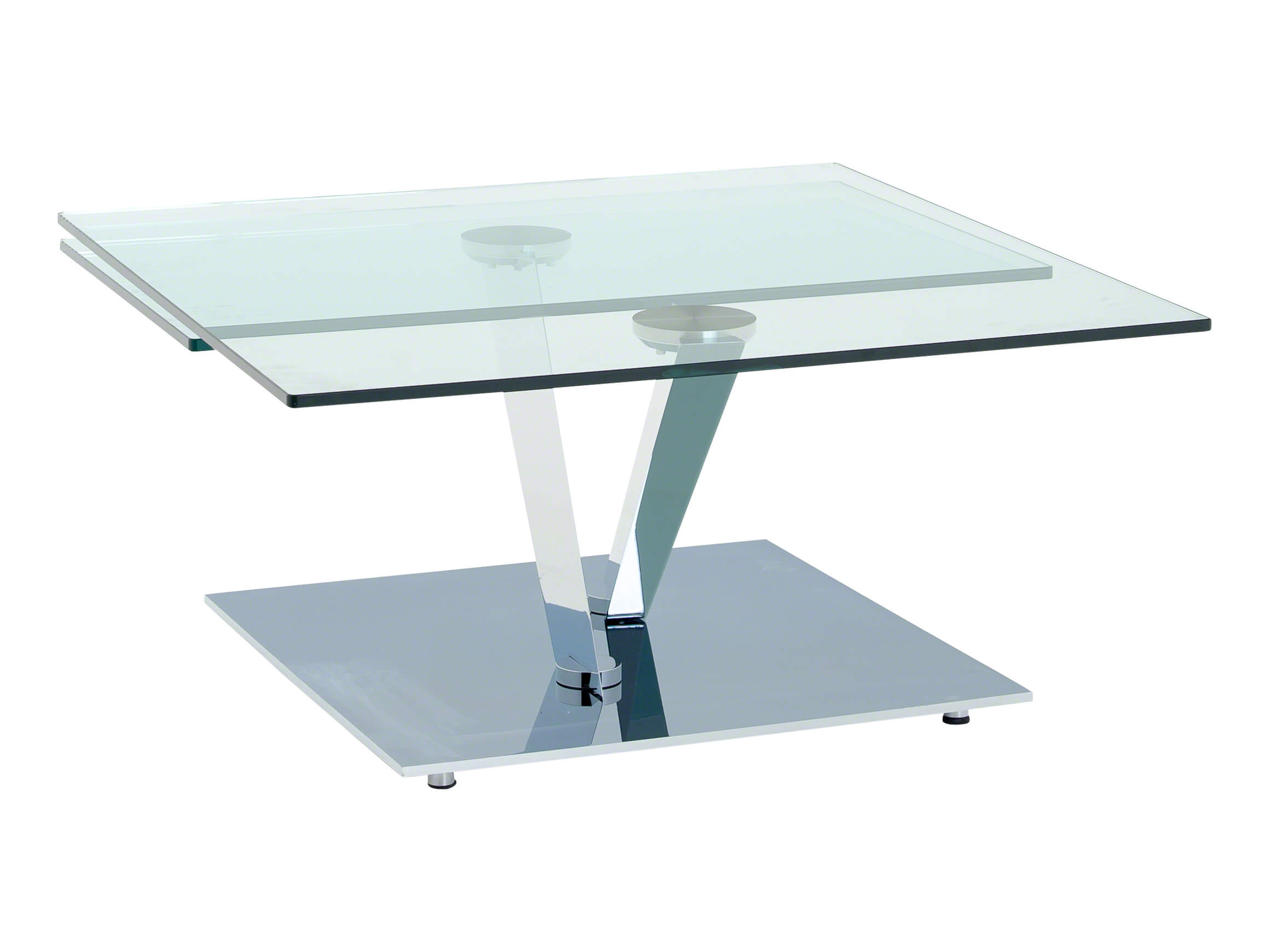 Salontisch Calimero, Klarglas, Chrom, b 129 cm t 106 cm h 40 cm