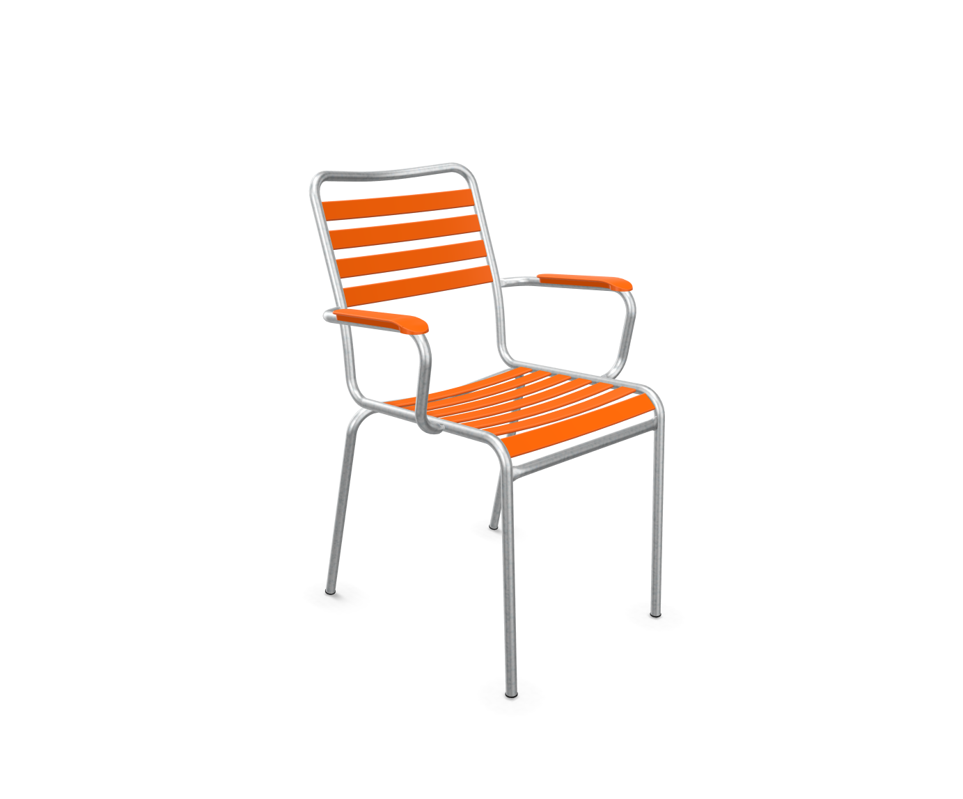 Lättlistuhl Rigi mit Armlehnen Feuerverzinkt von Schaffner / Farbe: Orange / Grösse: 60 x 61 cm