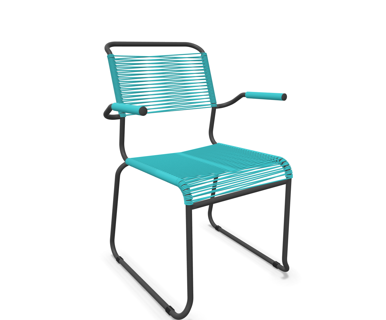 Kufen-Spaghetti-Stuhl Säntis mit Lehne von Schaffner / Farbe: Türkis / Grösse: 60 x 61 cm