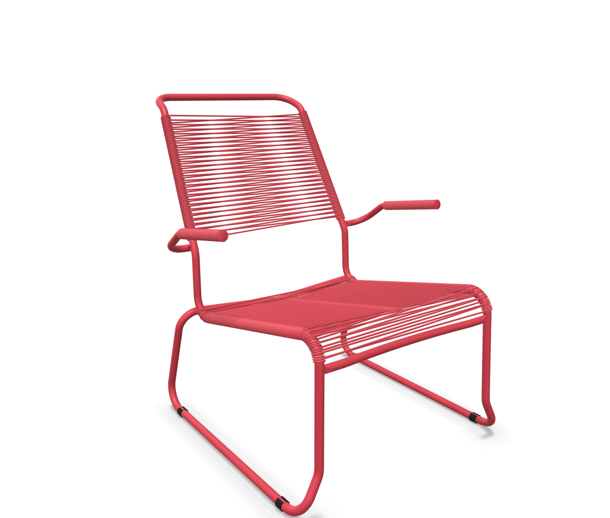 Schaffner Kufen-Spaghetti-Lounger Säntis mit Lehne / Hochlehner Rot | Schubiger Möbel