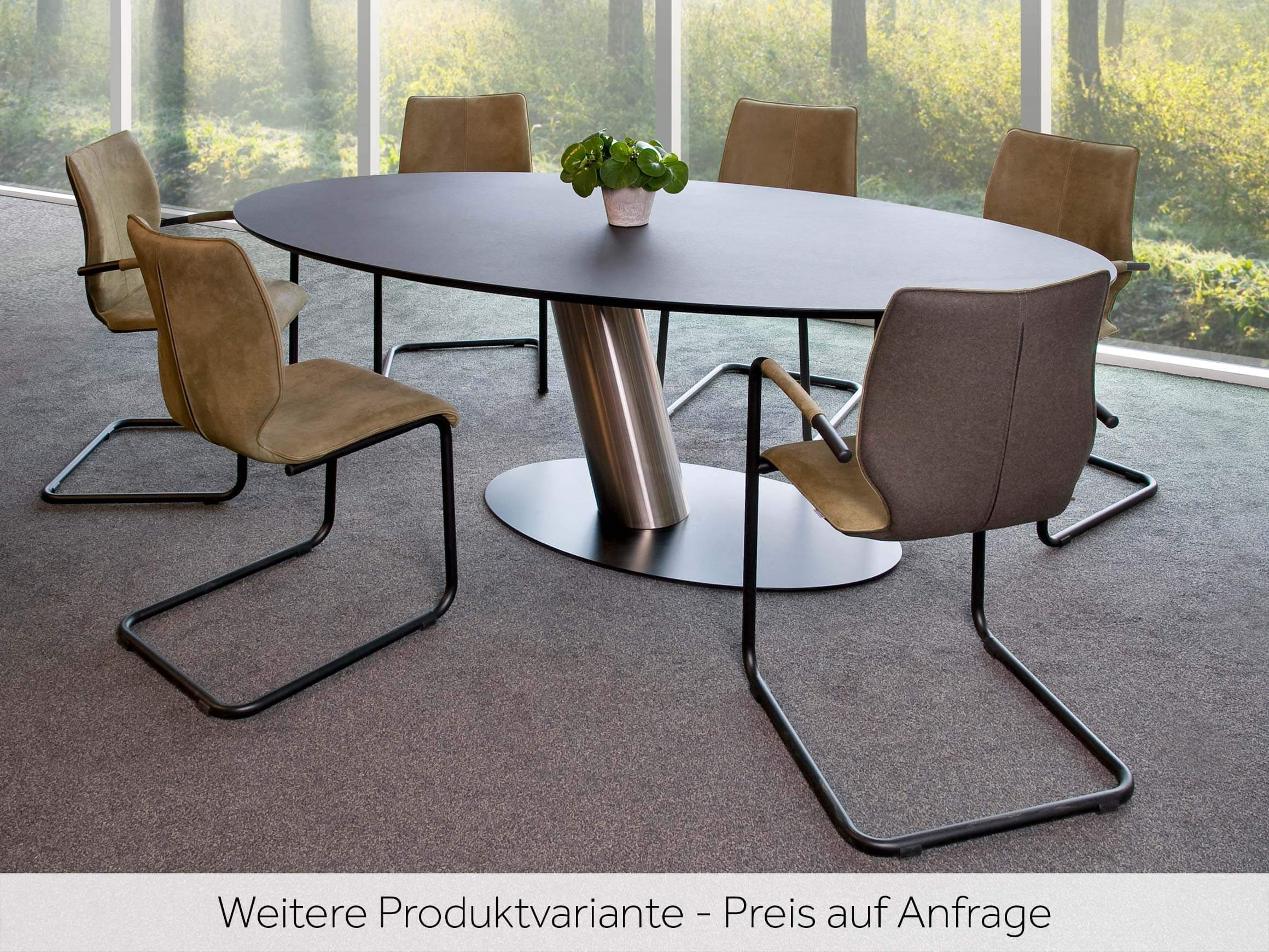 Esstisch Lima von Brees, Grau, Gestell Edelstahl, Oval,