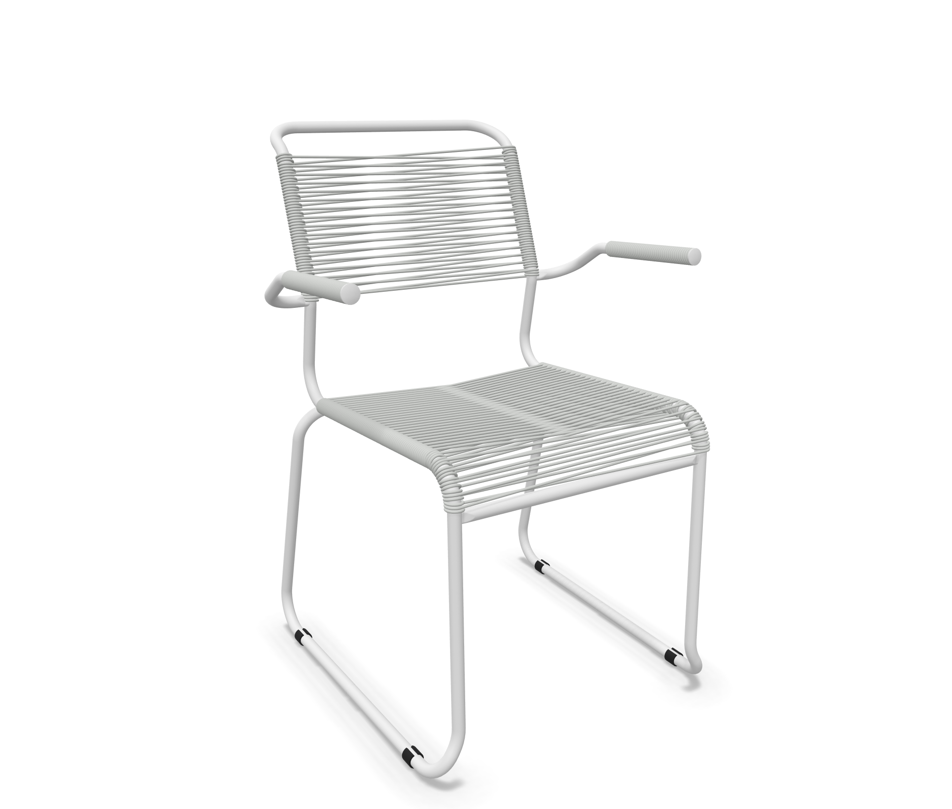 Kufen-Spaghetti-Stuhl Säntis mit Lehne von Schaffner / Farbe: Alusilber / Grösse: 60 x 61 cm