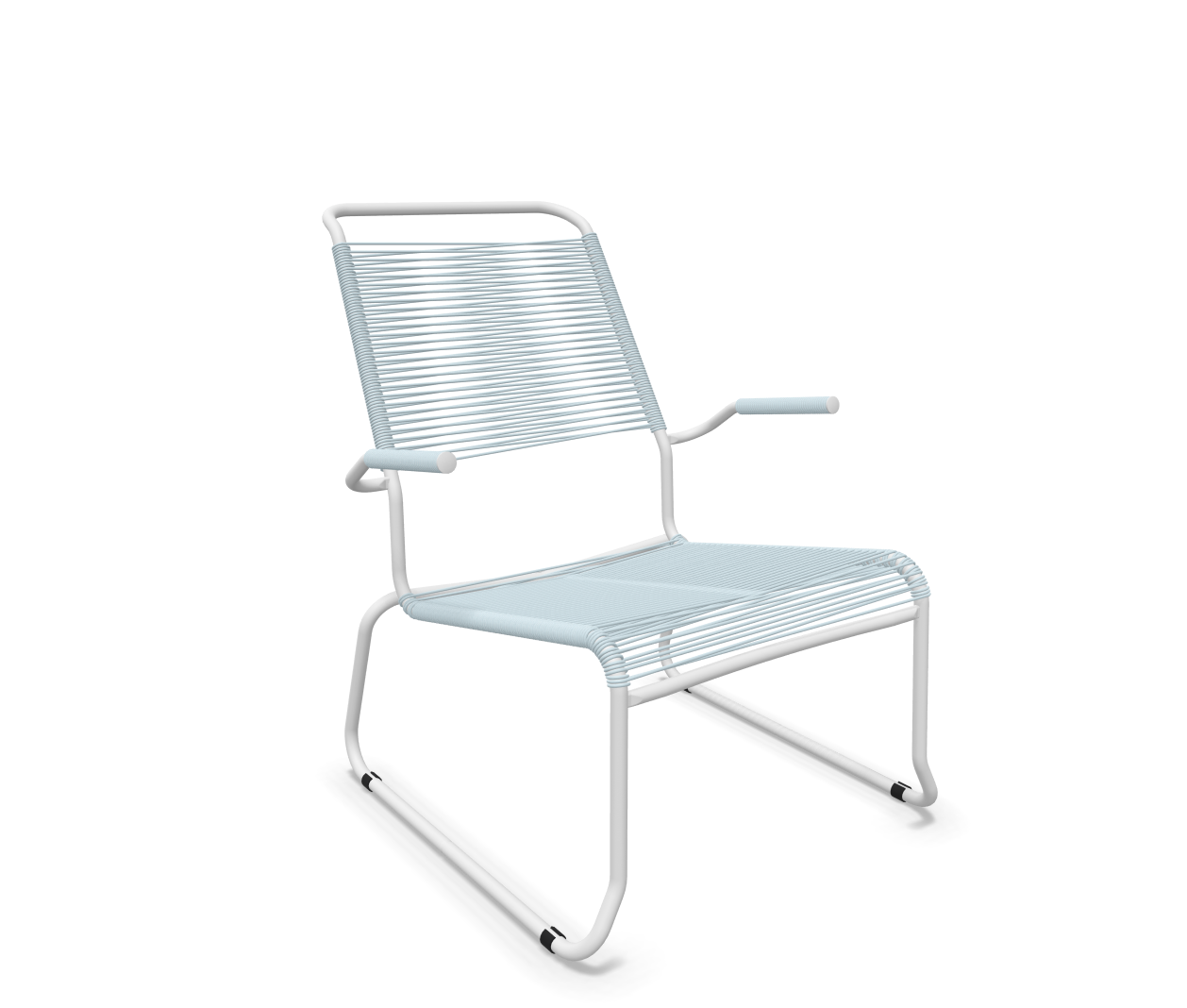 Schaffner Kufen-Spaghetti-Lounger Säntis mit Lehne / Hochlehner Blau | Schubiger Möbel