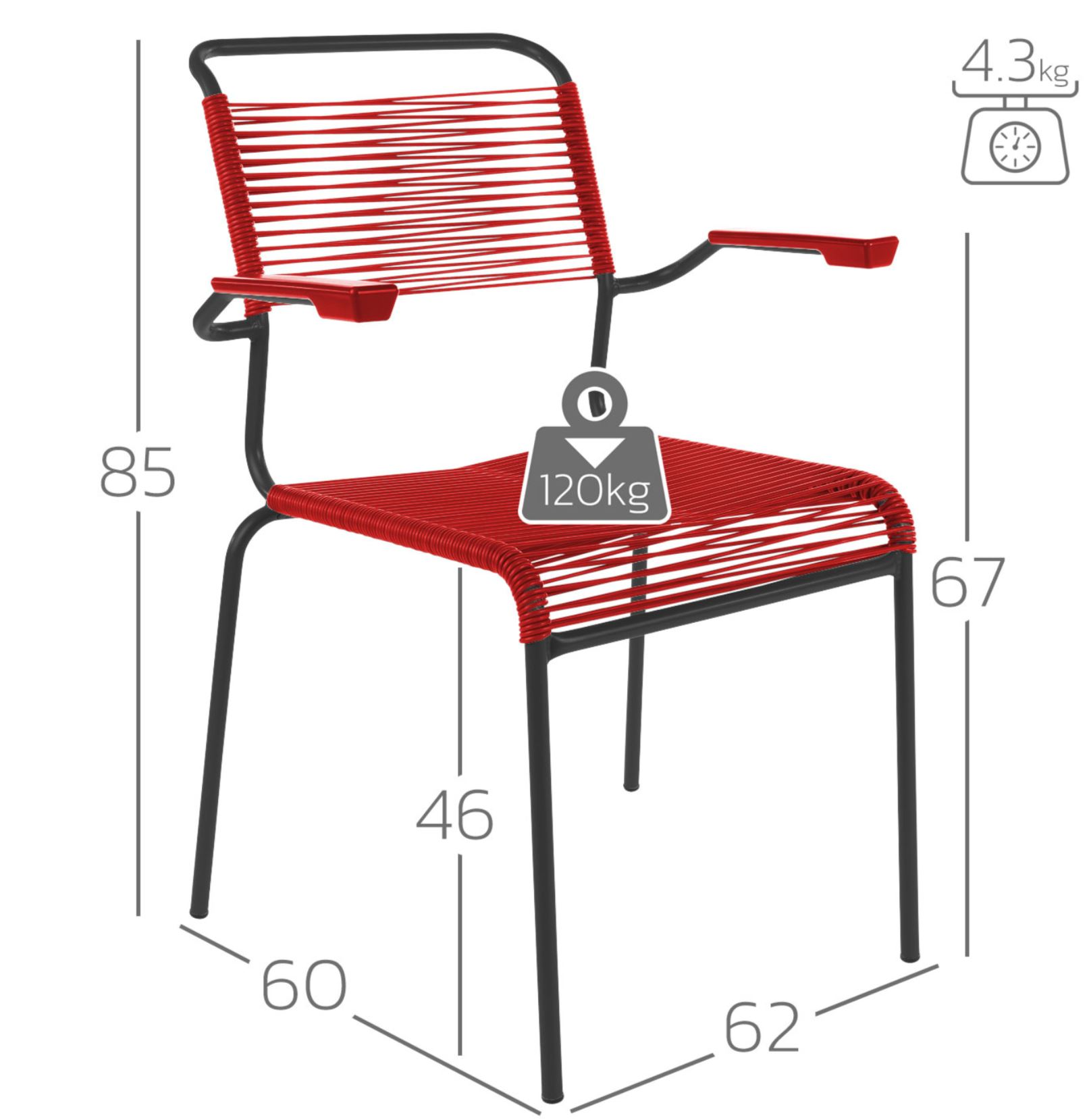 Spaghetti-Stuhl Säntis mit Armlehnen Schaffner / Farbe: Kobaltblau