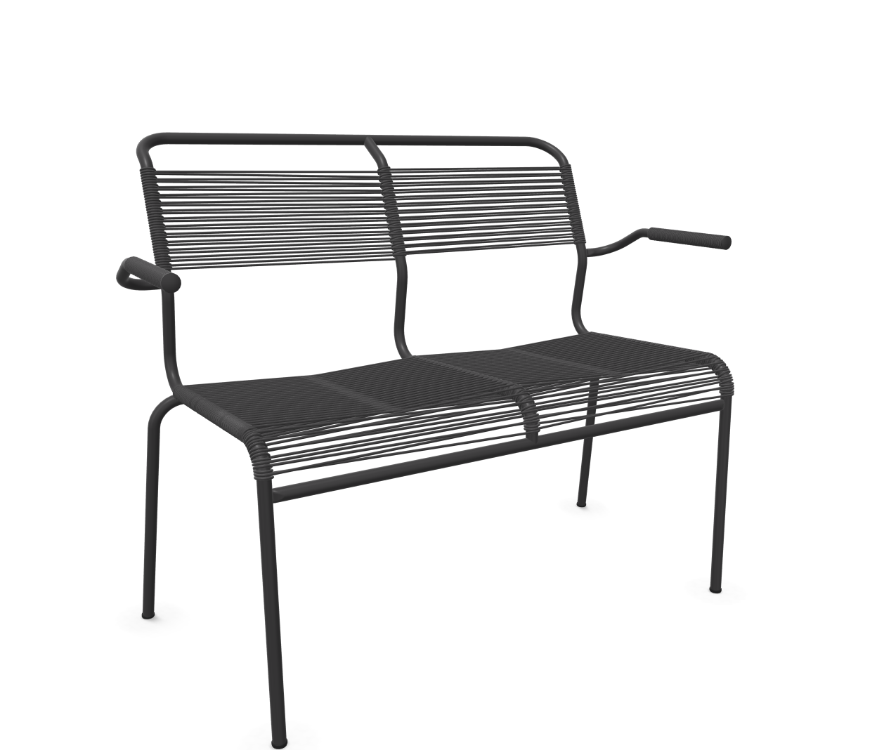 Säntis spaghetti 2-seater bench with backrest from Schaffner / Colour: anthracite / Size: 107 x 58 cm