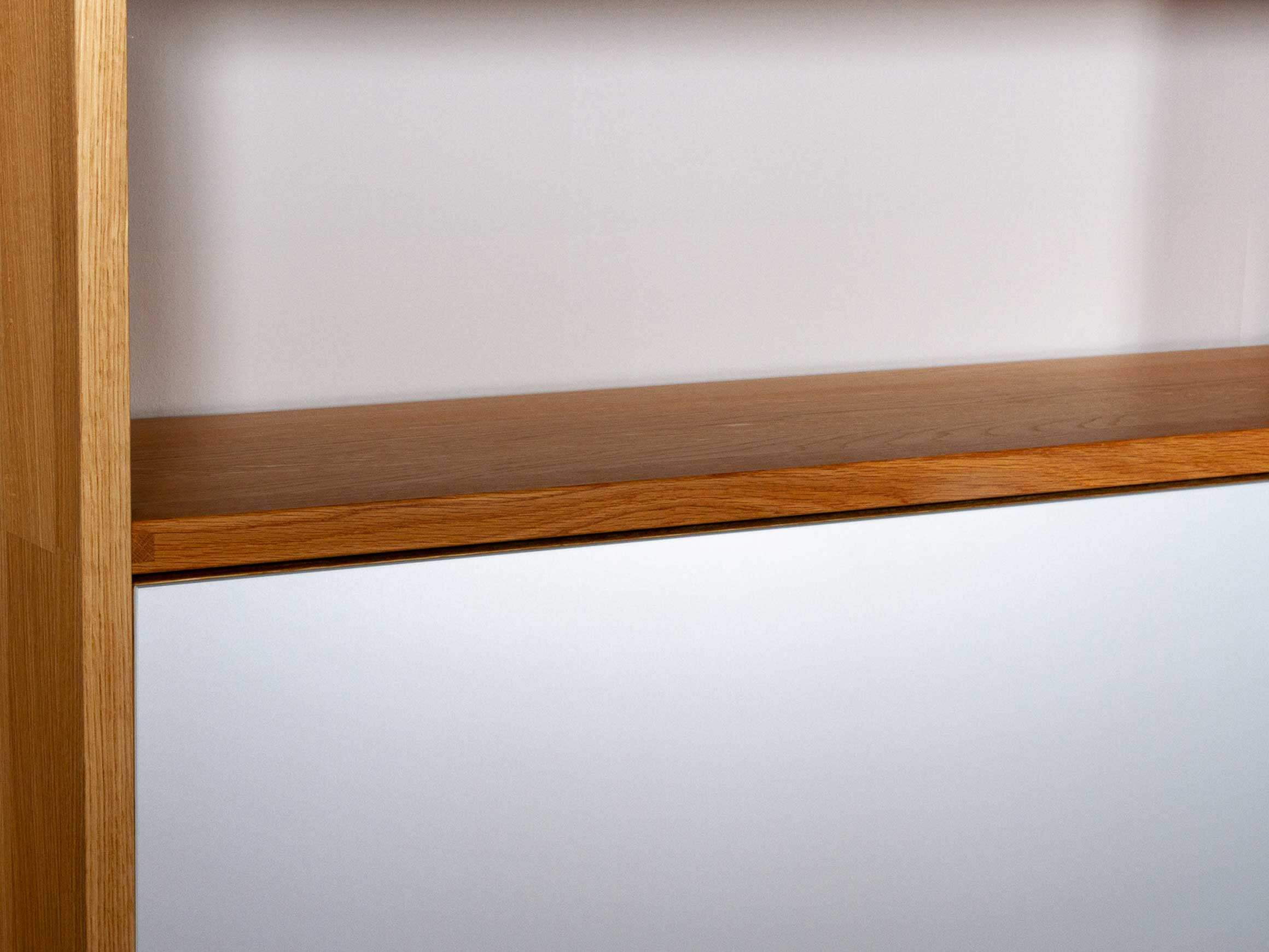 Regal Cubus, b 282,5 cm t 28,4 cm h 219,8 Cm, Eiche, Glaselemente