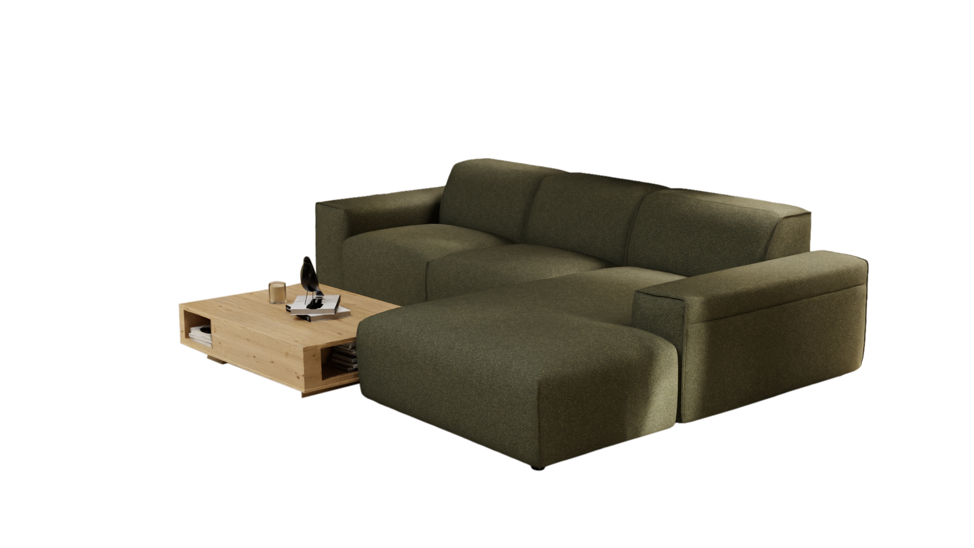 Corner sofa #1 Venus right - UrbanDesign / Colour: Moss / Cover material: Fabric