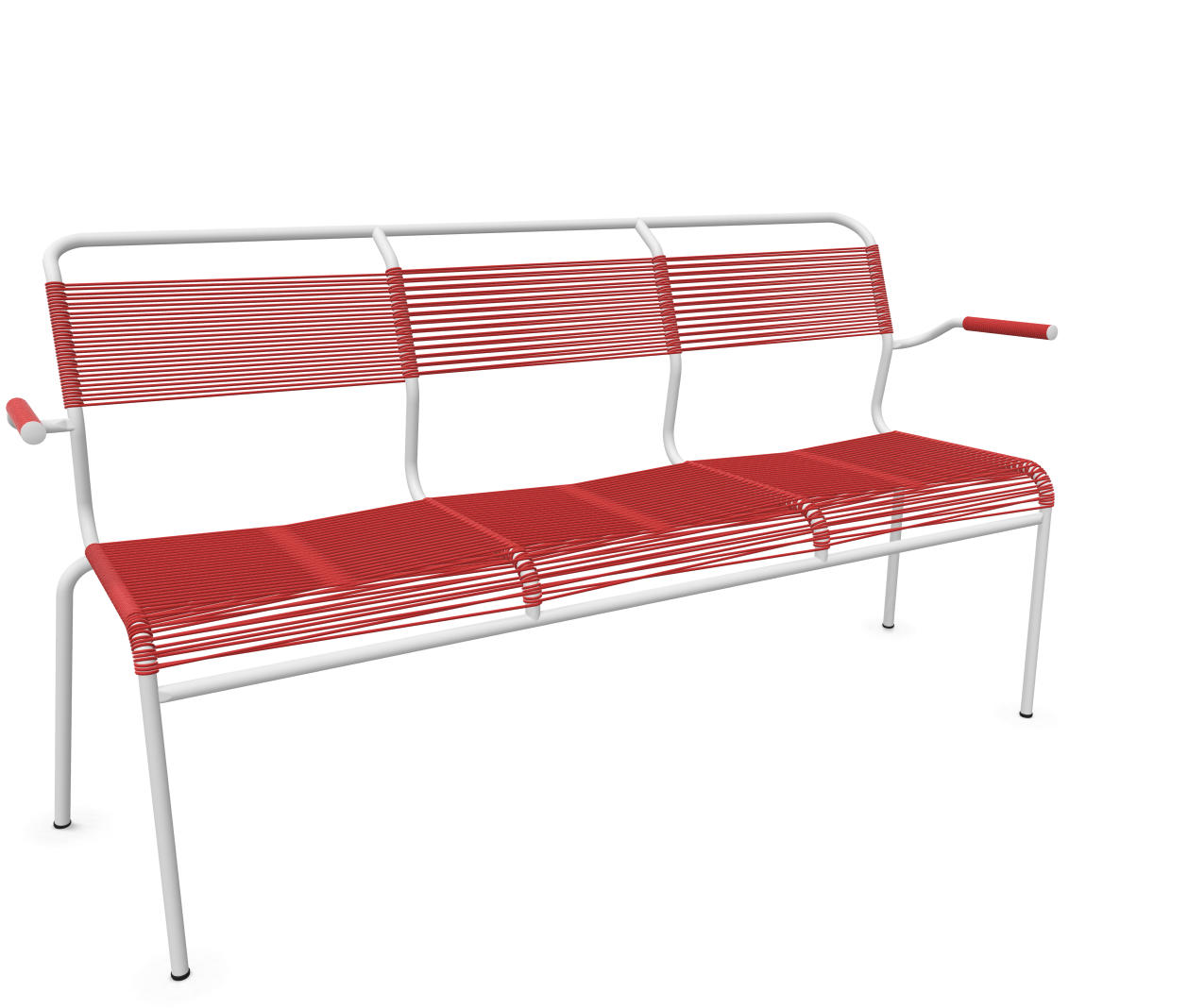 Schaffner Spaghetti-3er-Bank Säntis mit Lehne Rot | Schubiger Möbel