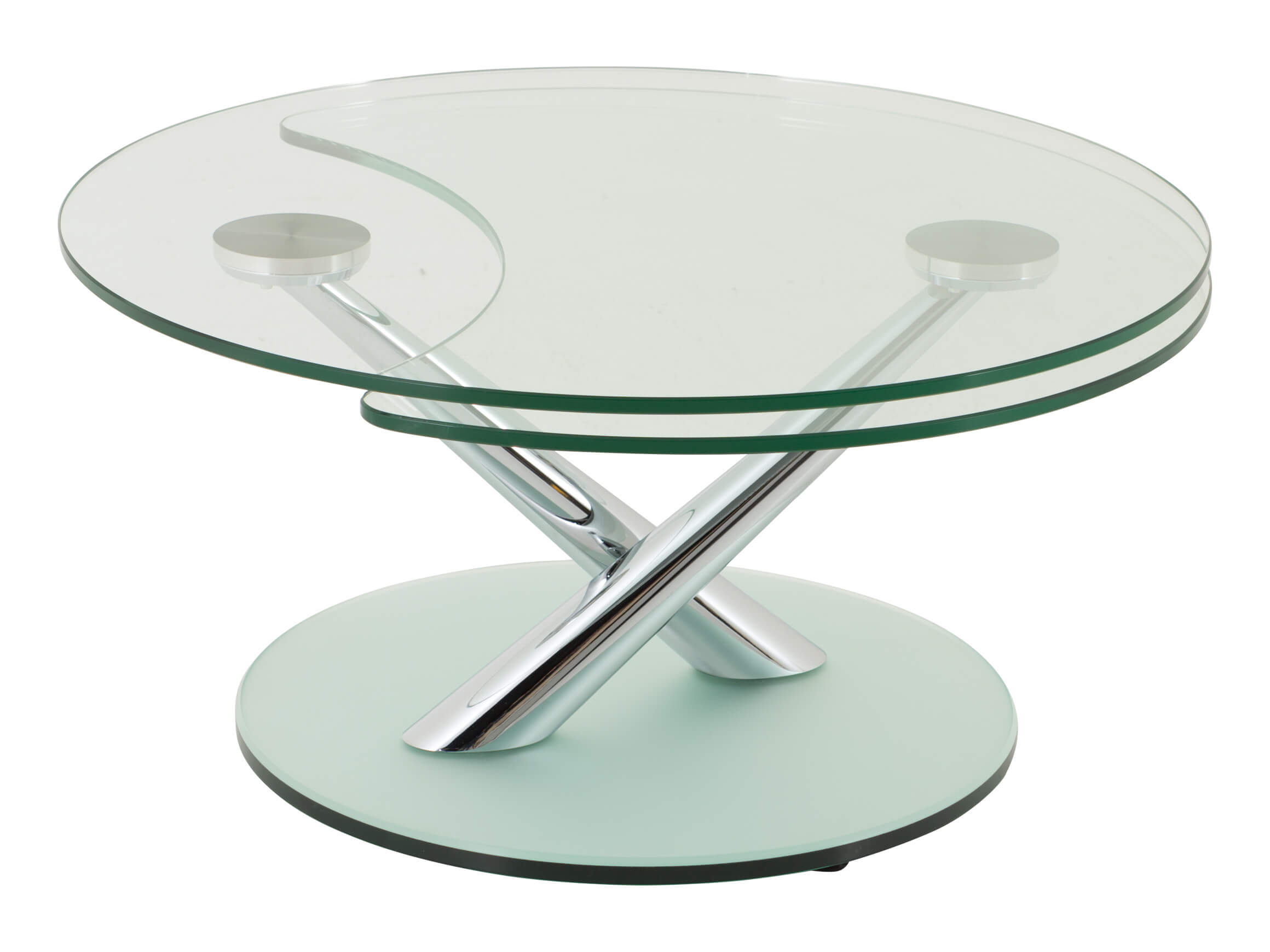 Salontisch Caladia, Silberglas, Chrom, Klarglas, b