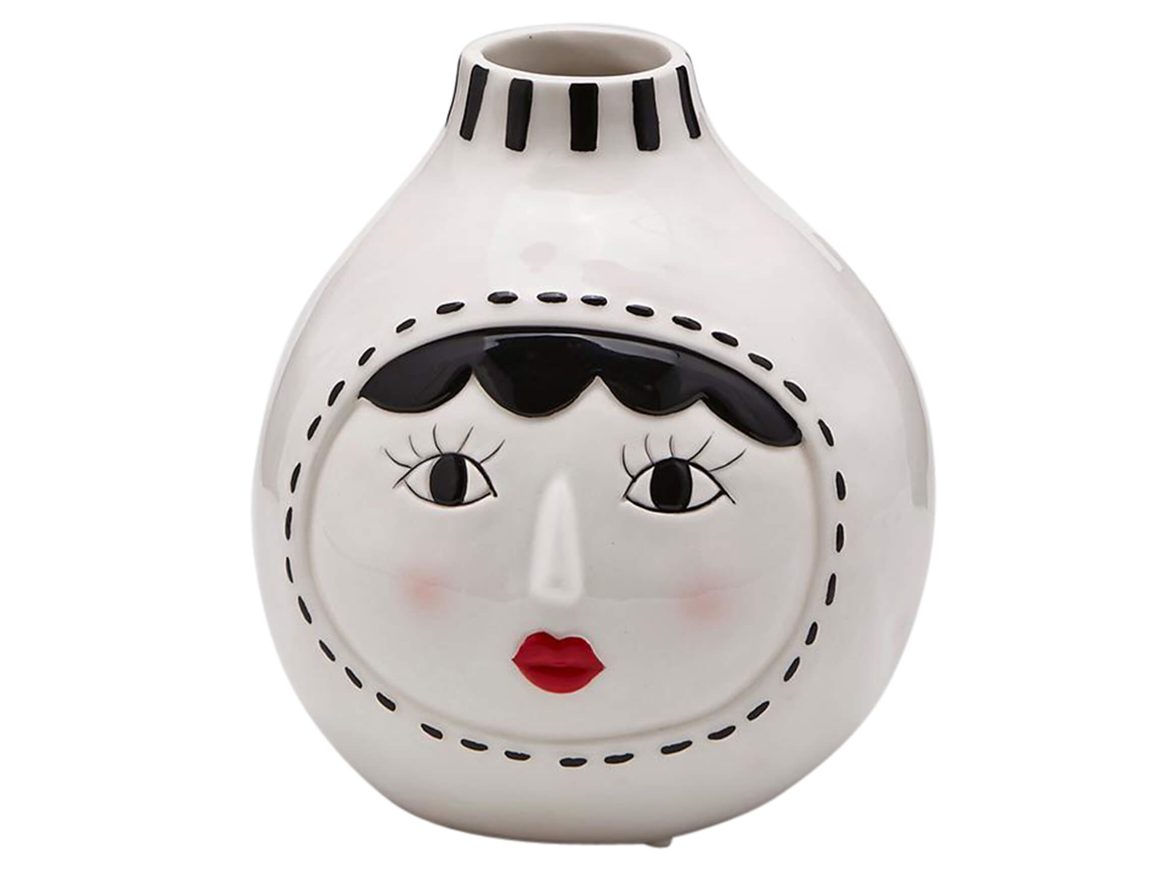Edg Vase Gesicht Schwarz Weiss H: 17 cm  | Schubiger Möbel