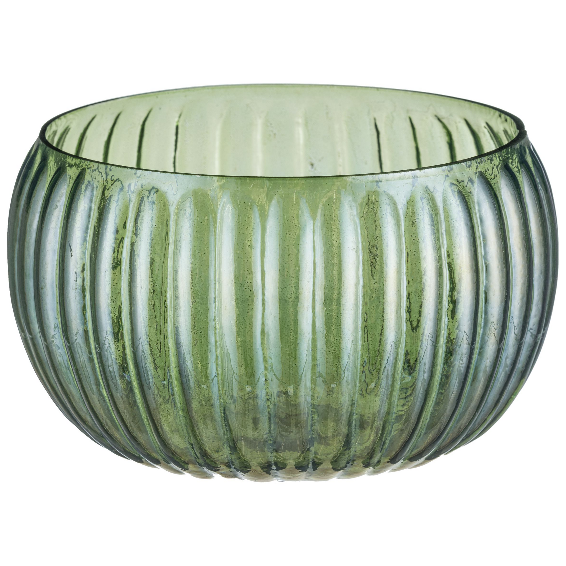 Schale Glas Geriffelt, Moos H: 12 cm Gasper / Farbe:
