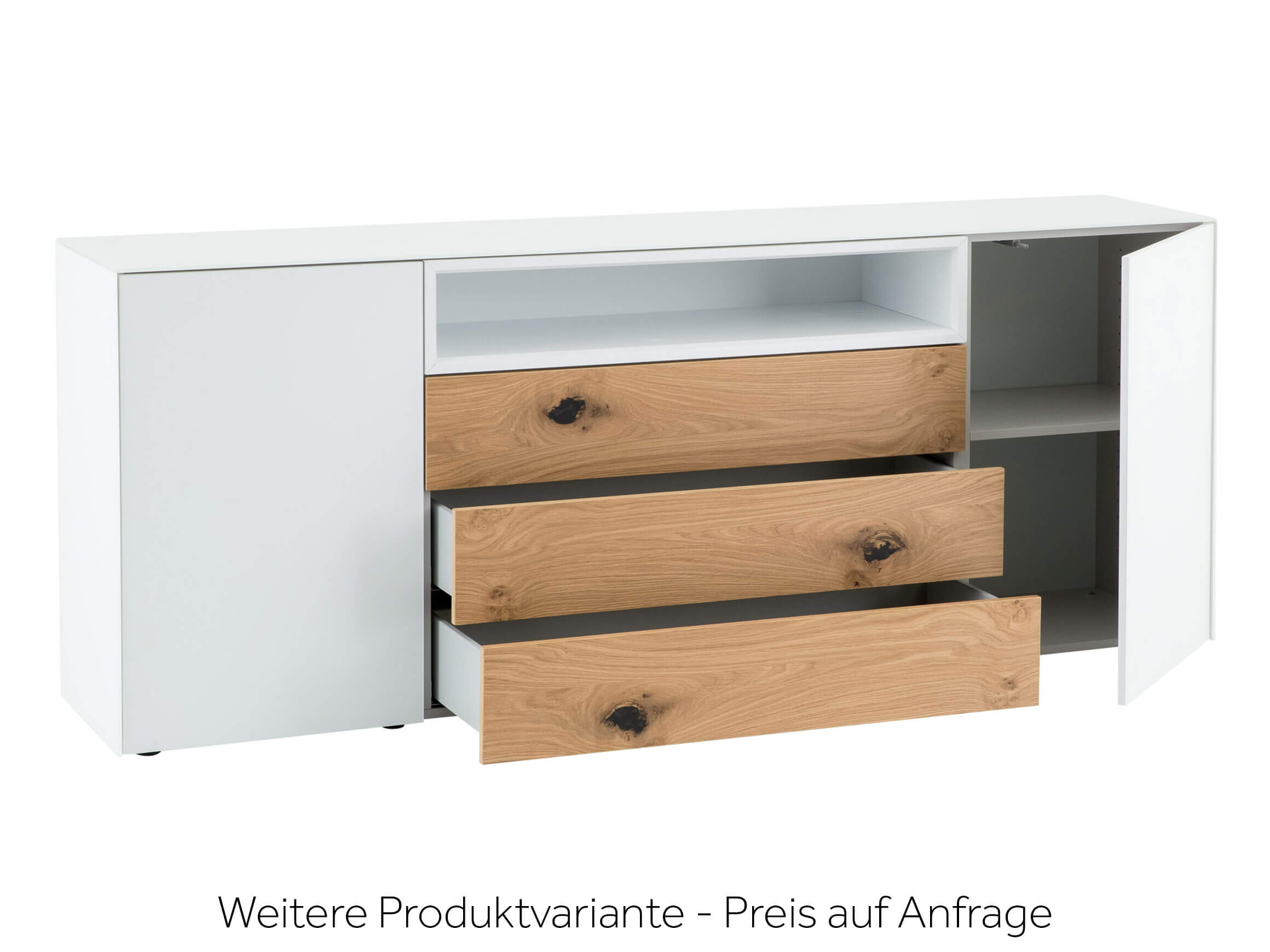 Sideboard Garda Living, Weiss Matt, Wildeiche, b 200 cm