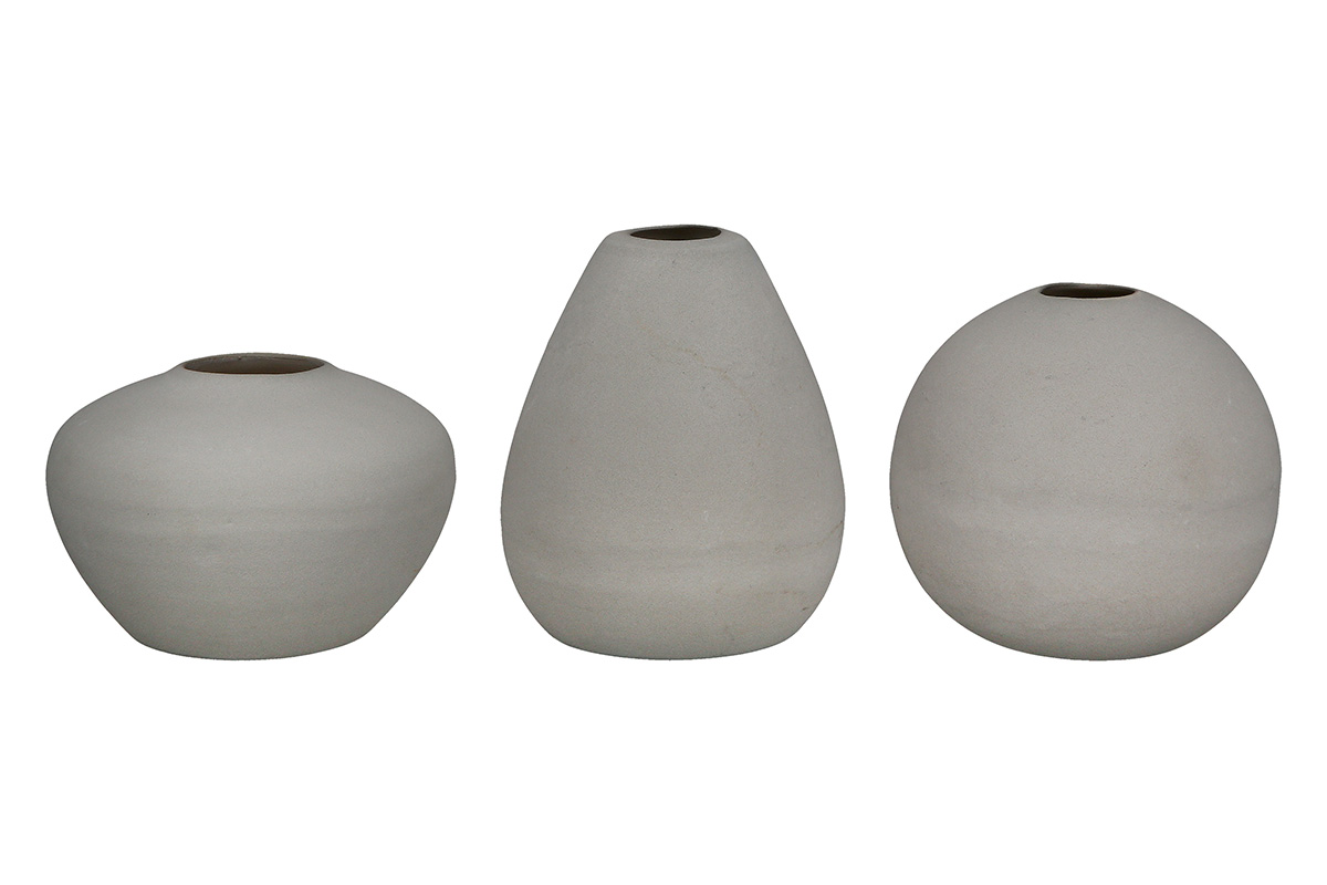 Vase Keramik Grau H: 12 cm Gilde