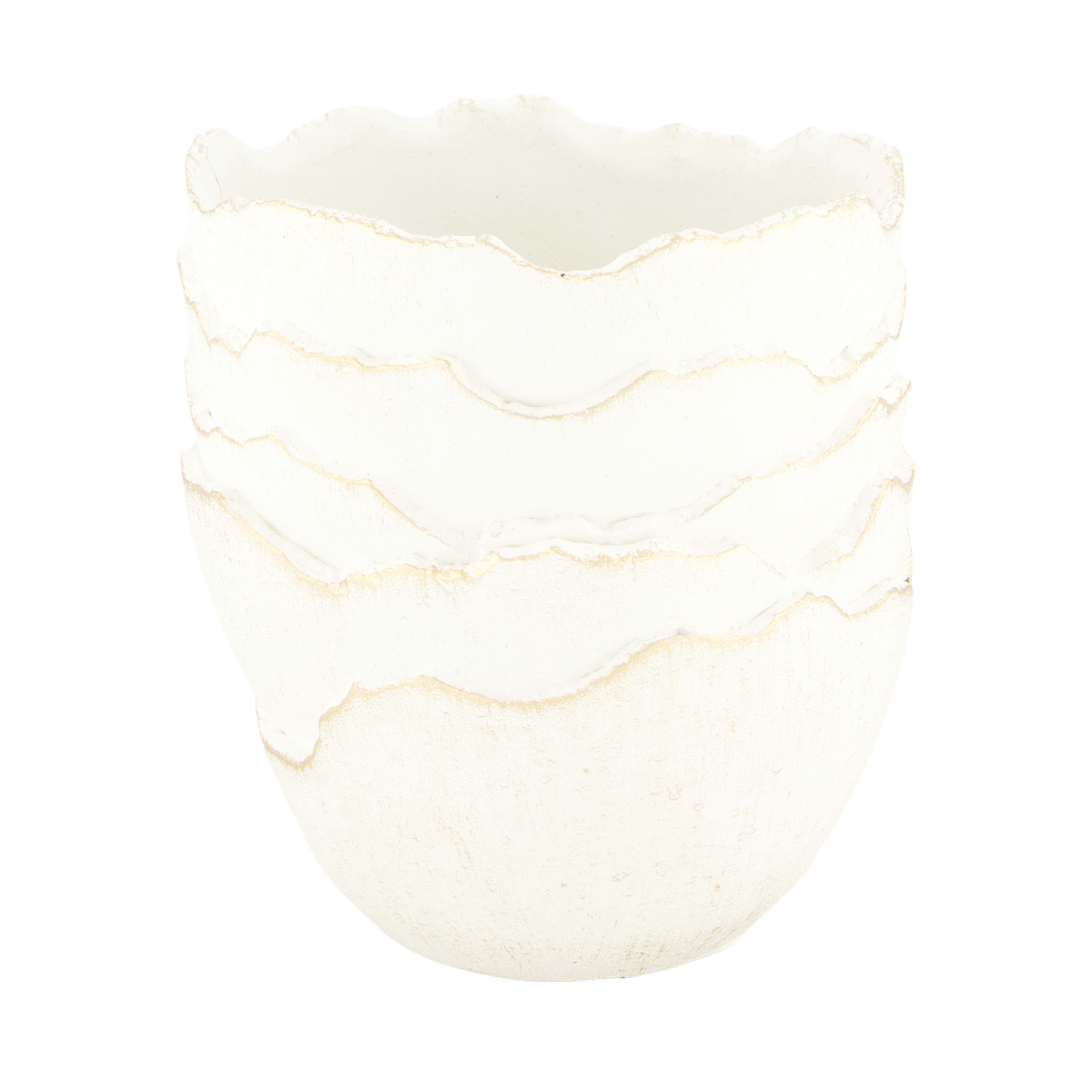 Decofinder Gefäss Zement, Weiss Gold T: 12 cm  | Schubiger Möbel
