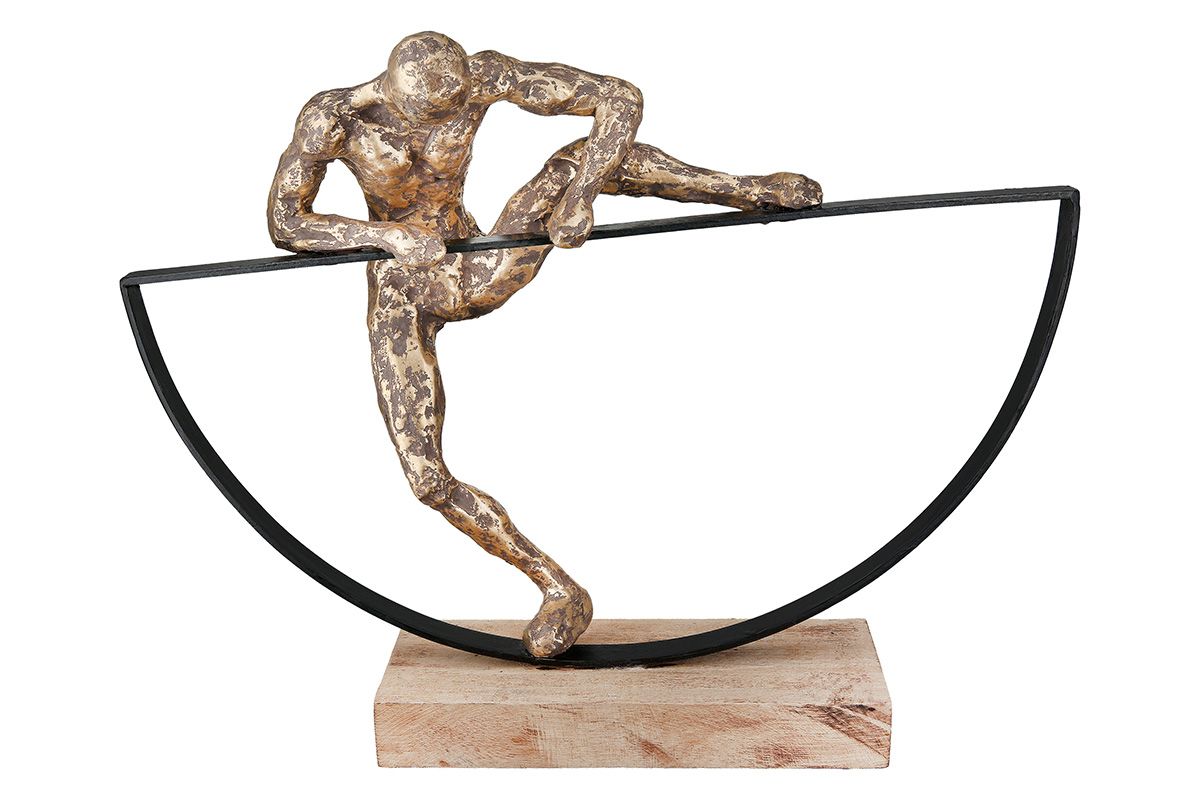 Figur Lifting, Mannmotiv, Bronze H: 32 cm Gilde