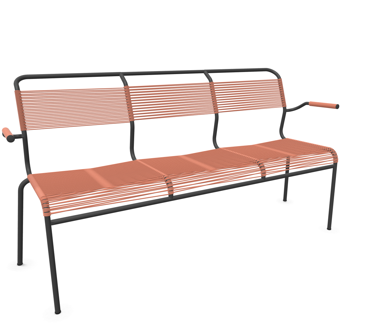 Schaffner Spaghetti-3er-Bank Säntis mit Lehne Braun | Schubiger Möbel