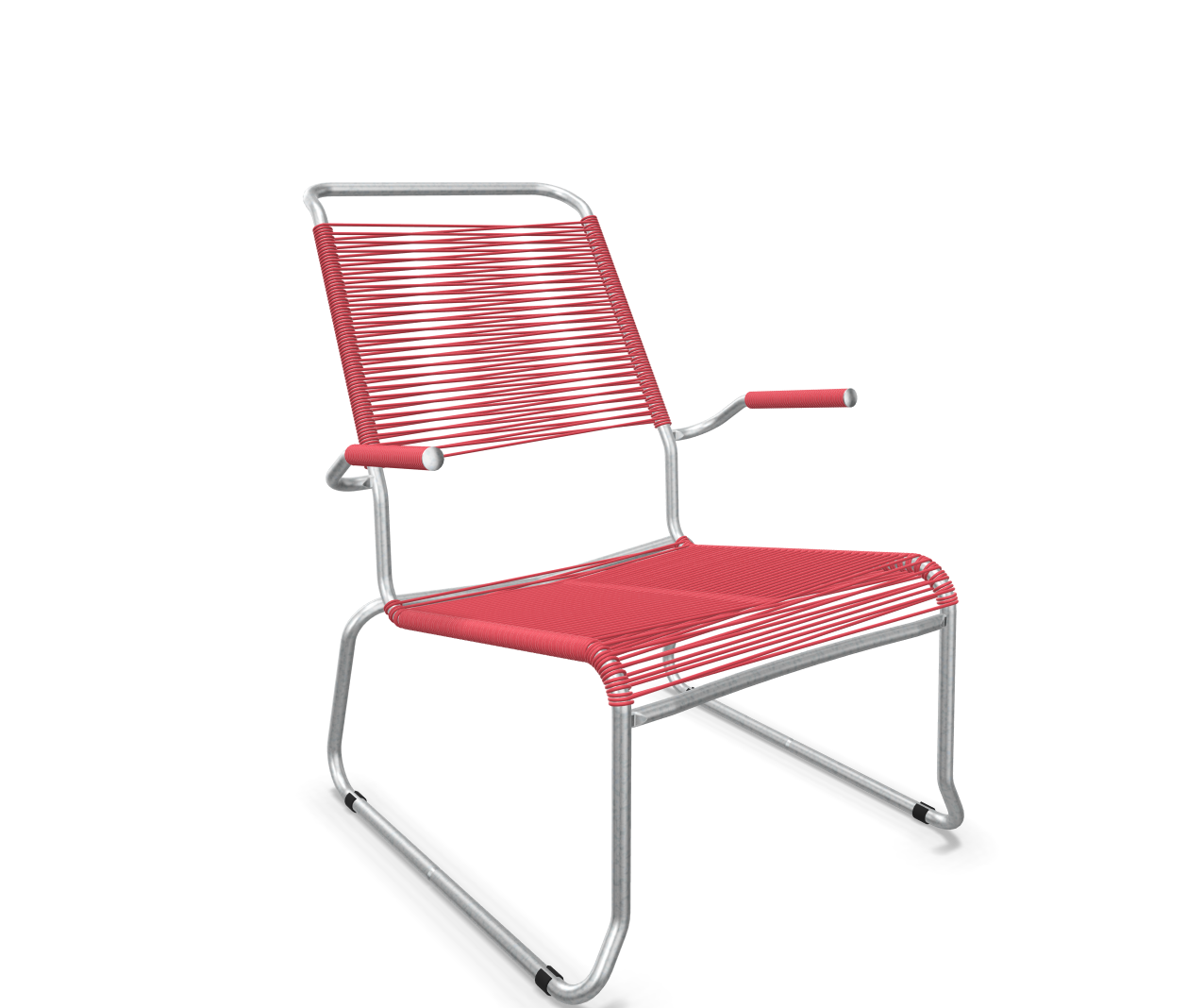 Schaffner Kufen-Spaghetti-Lounger Säntis mit Lehne / Hochlehner Feuerverzinkt Rot | Schubiger Möbel