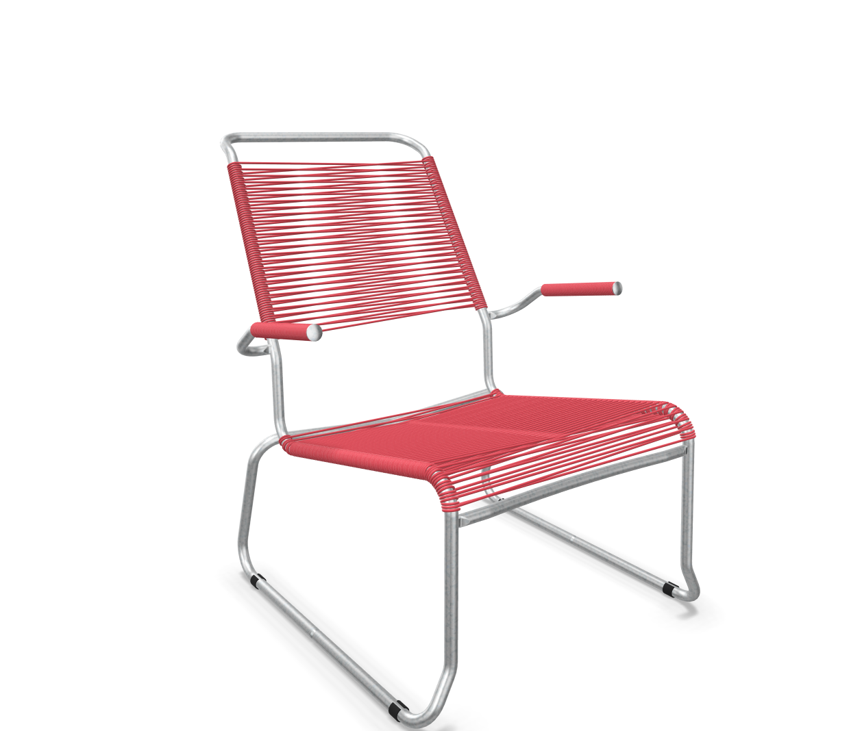 Kufen-Spaghetti-Lounger Säntis mit Lehne / Hochlehner Feuerverzinkt von Schaffner / Farbe: Ahornrot / Grösse: 68 x 85 cm